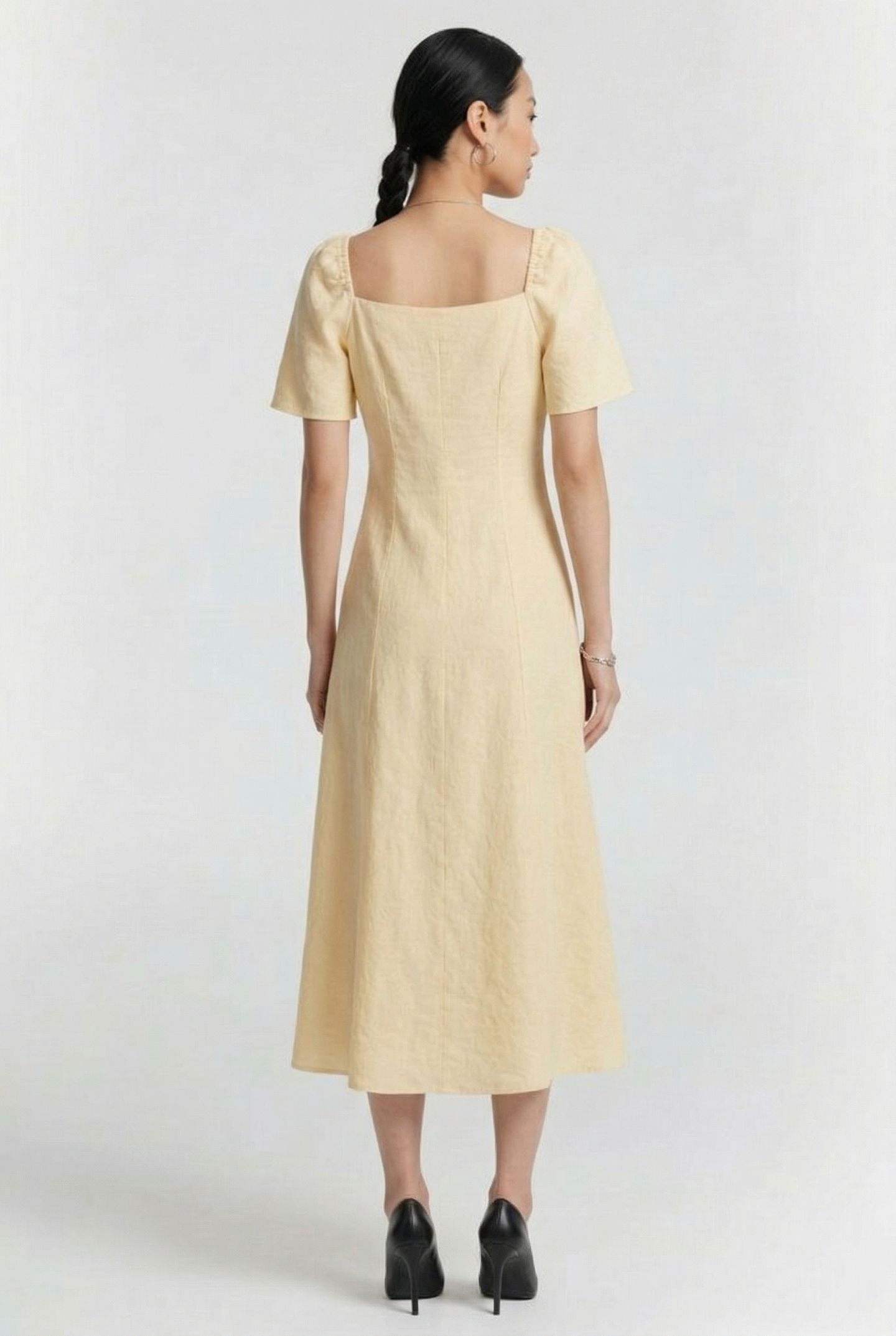 NICOLETTA LINEN DRESS YELLOW 2