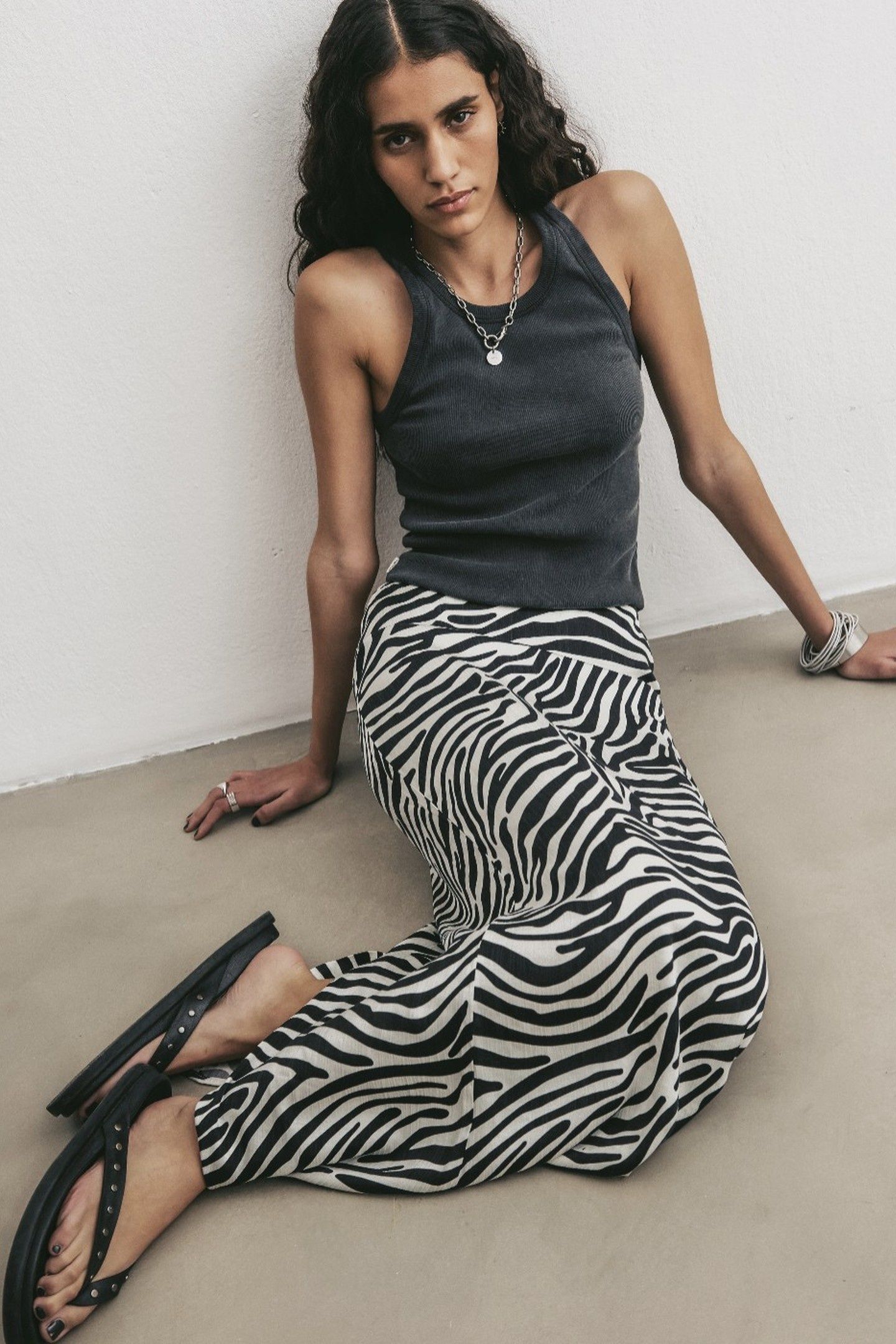 THE ZEBRA LONG LYOCELL SKIRT WHITE 2
