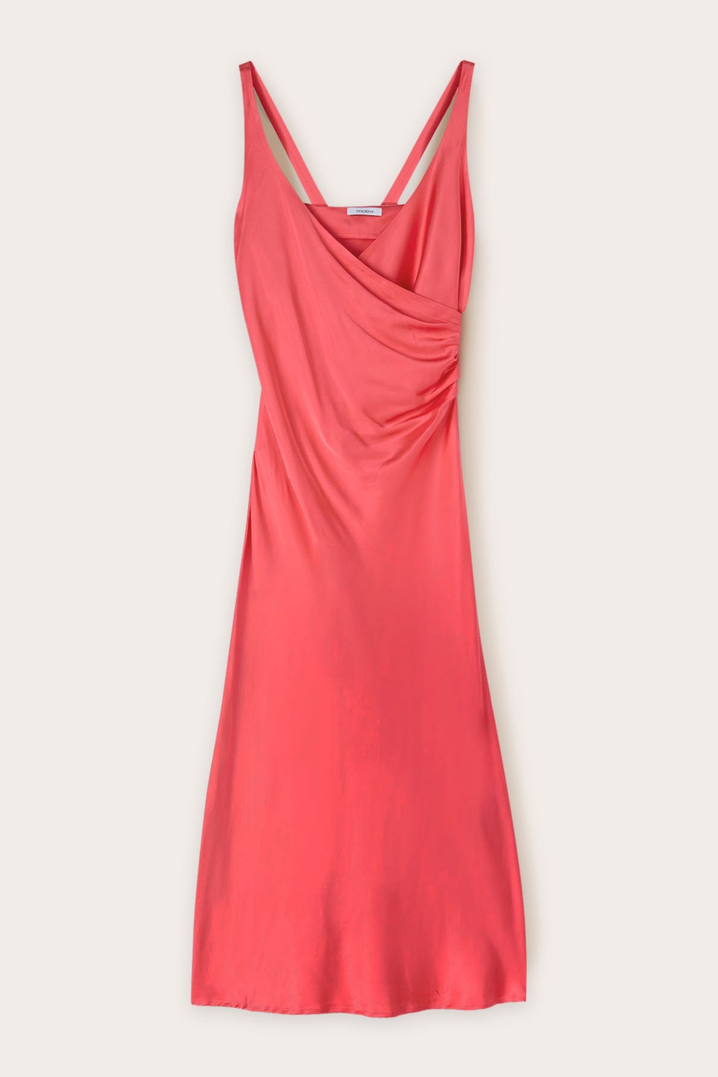 STRETCH SATIN CROSSOVER DRESS PINK 4