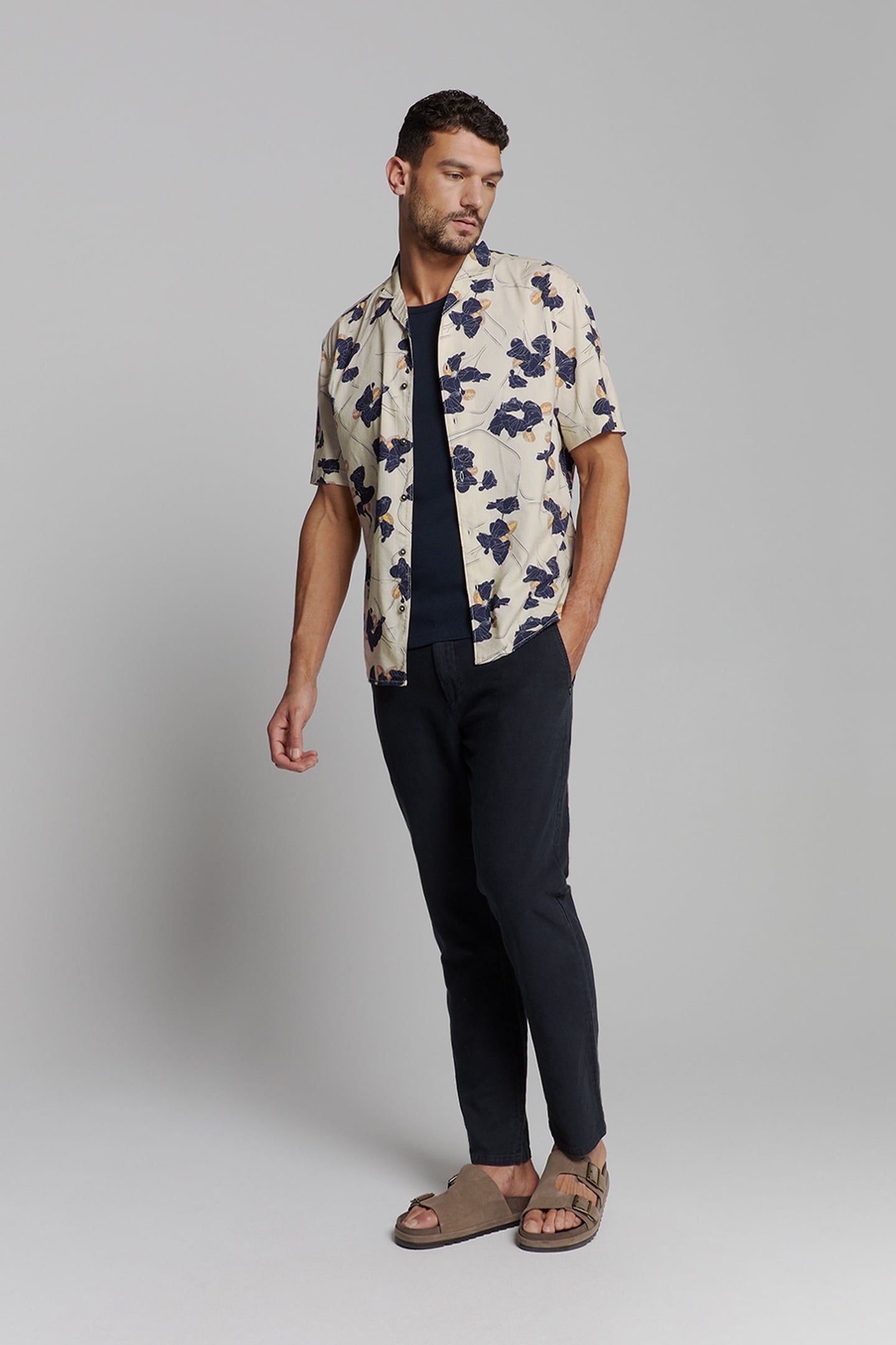 SHIRT SHORT SLEEVE REVERS COLLAR ALLOVER PRINTED CEMENT 2