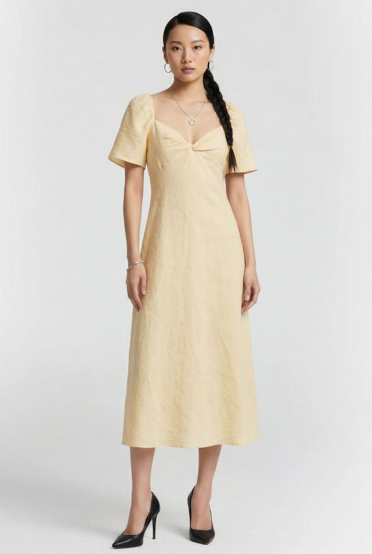 NICOLETTA LINEN DRESS YELLOW 1