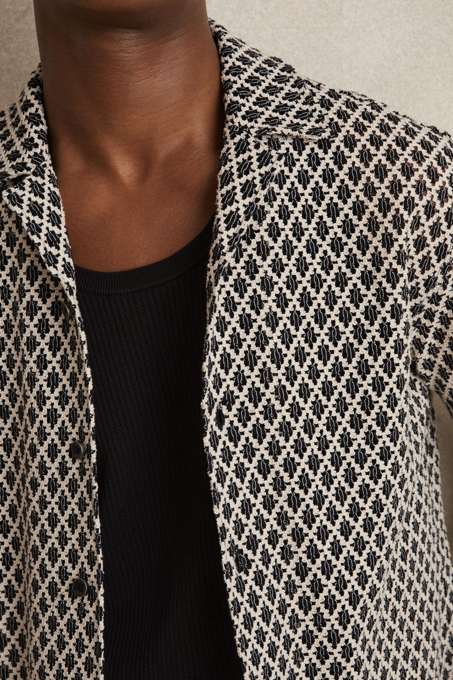 SS GEO CROCHET CUBAN SHIRT NAVY/WHITE 4