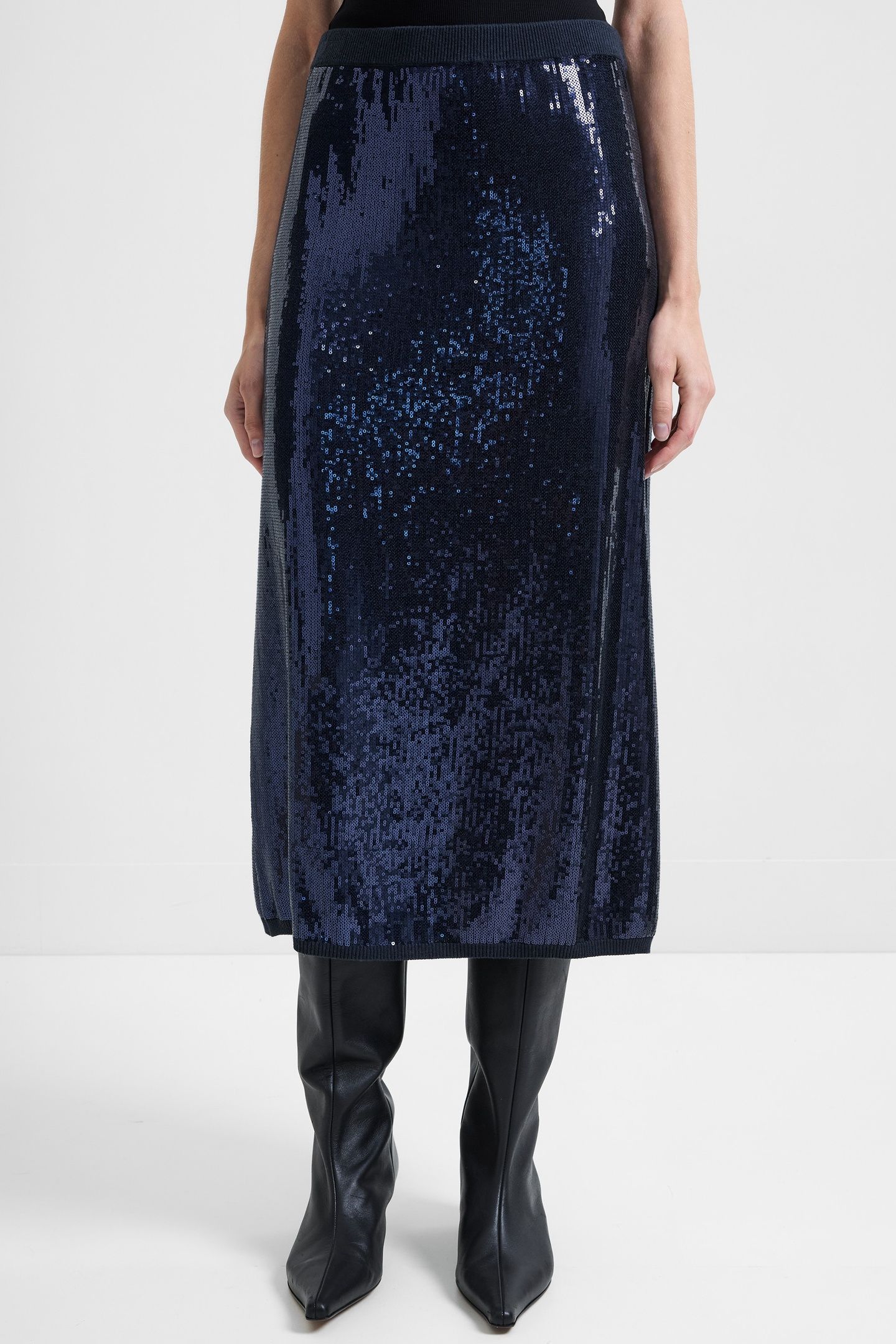 HANNAH SEQUIN MIDI SKIRT NAVY 2