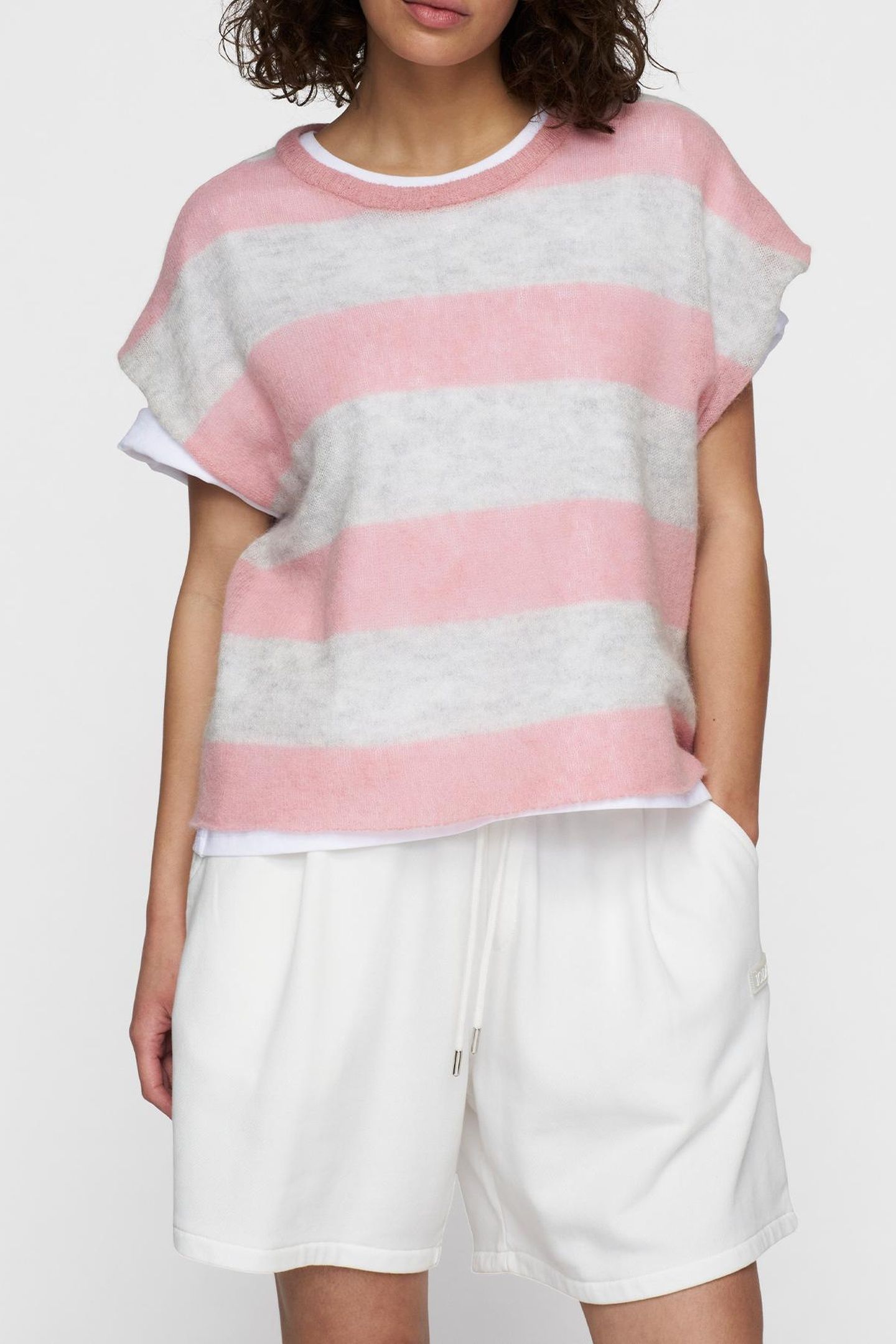 THIN KNIT TEE DARK RASPBERRY/WHITE GREY MELEE 2
