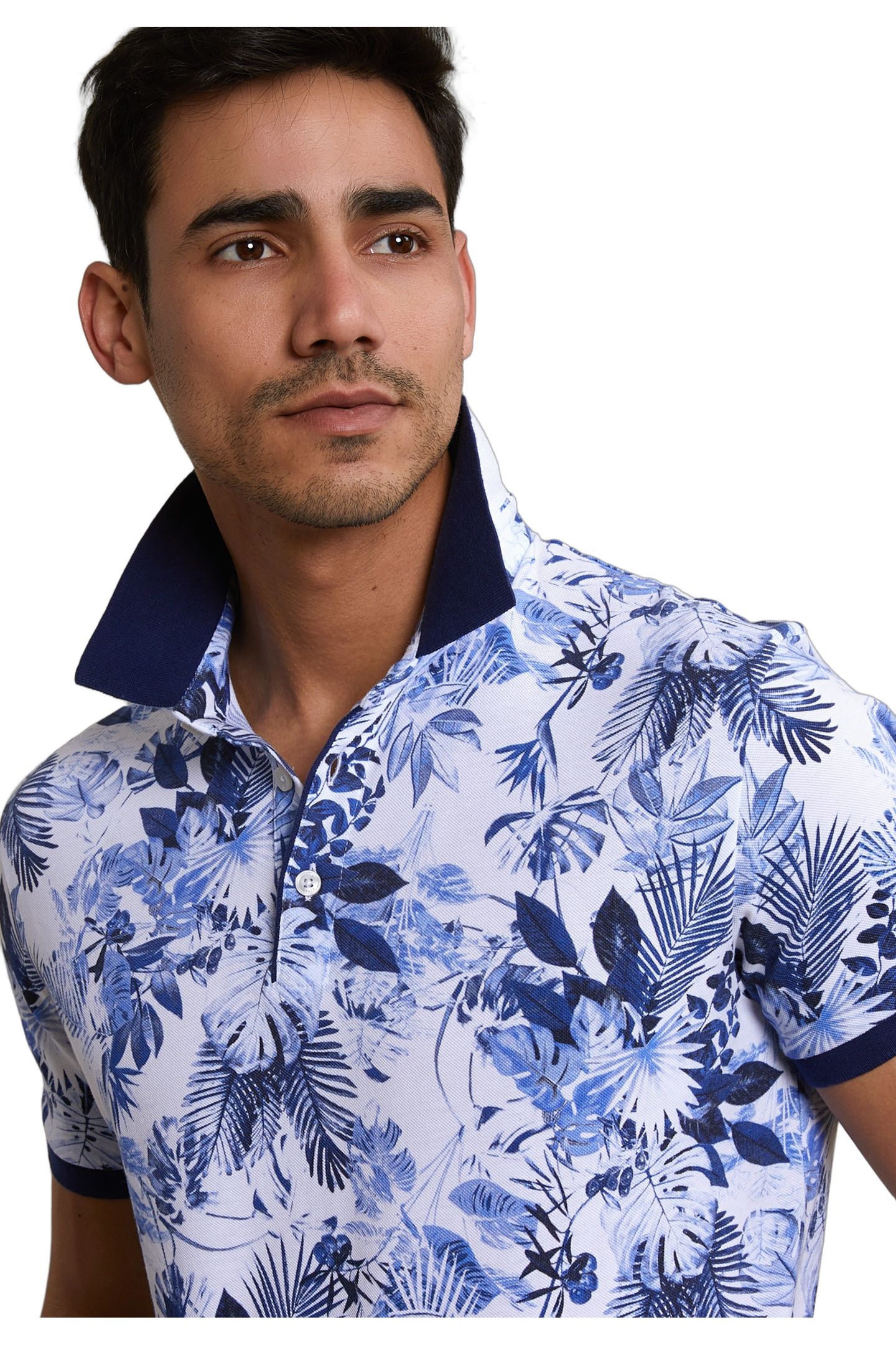 CUSTOM FIT FLORAL COTTON POLO OFF WHITE 3