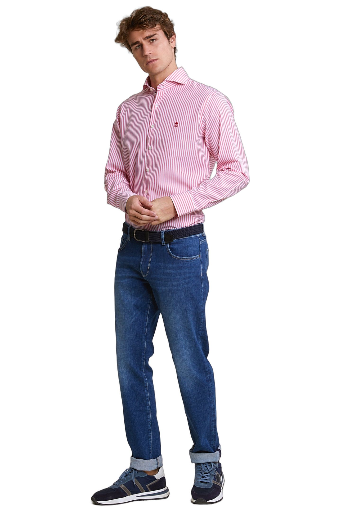 CUSTOM FIT STRIPED SHIRT PINK/WHITE 2