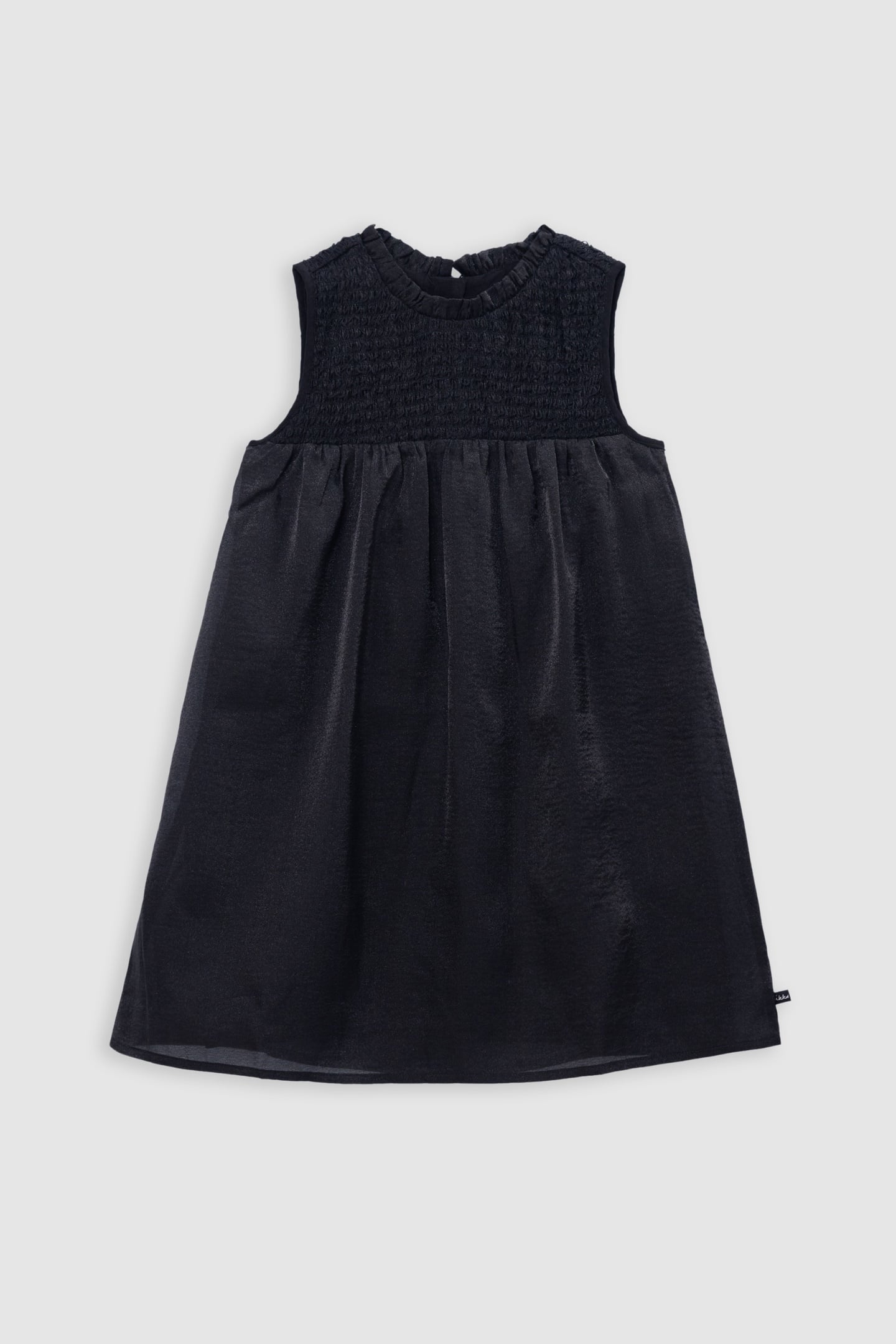 BLACK SATIN DRESS WITH SMOCKED PANEL 1
