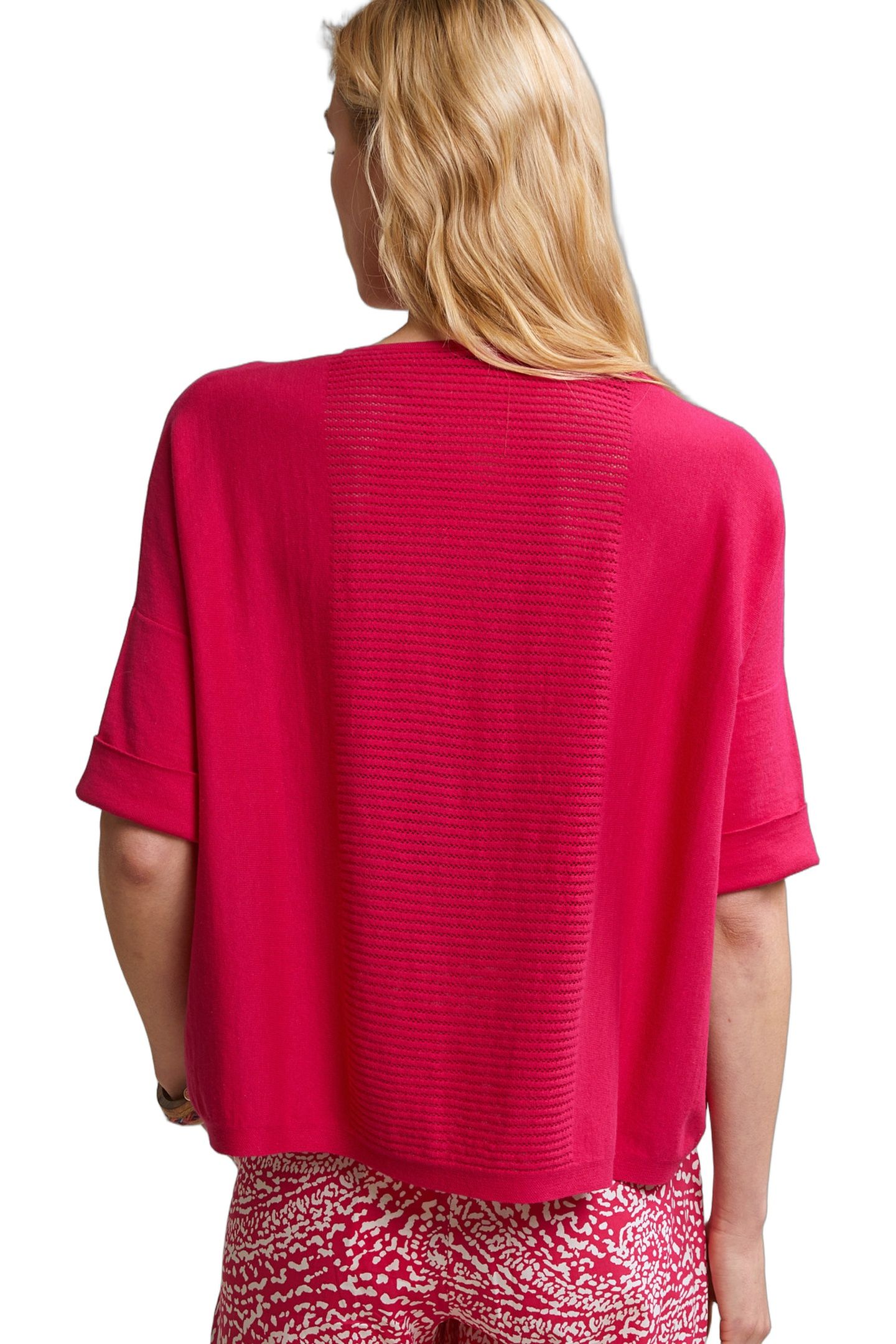 FUCHSIA CREW NECK SWEATER DETAILED BACK 4