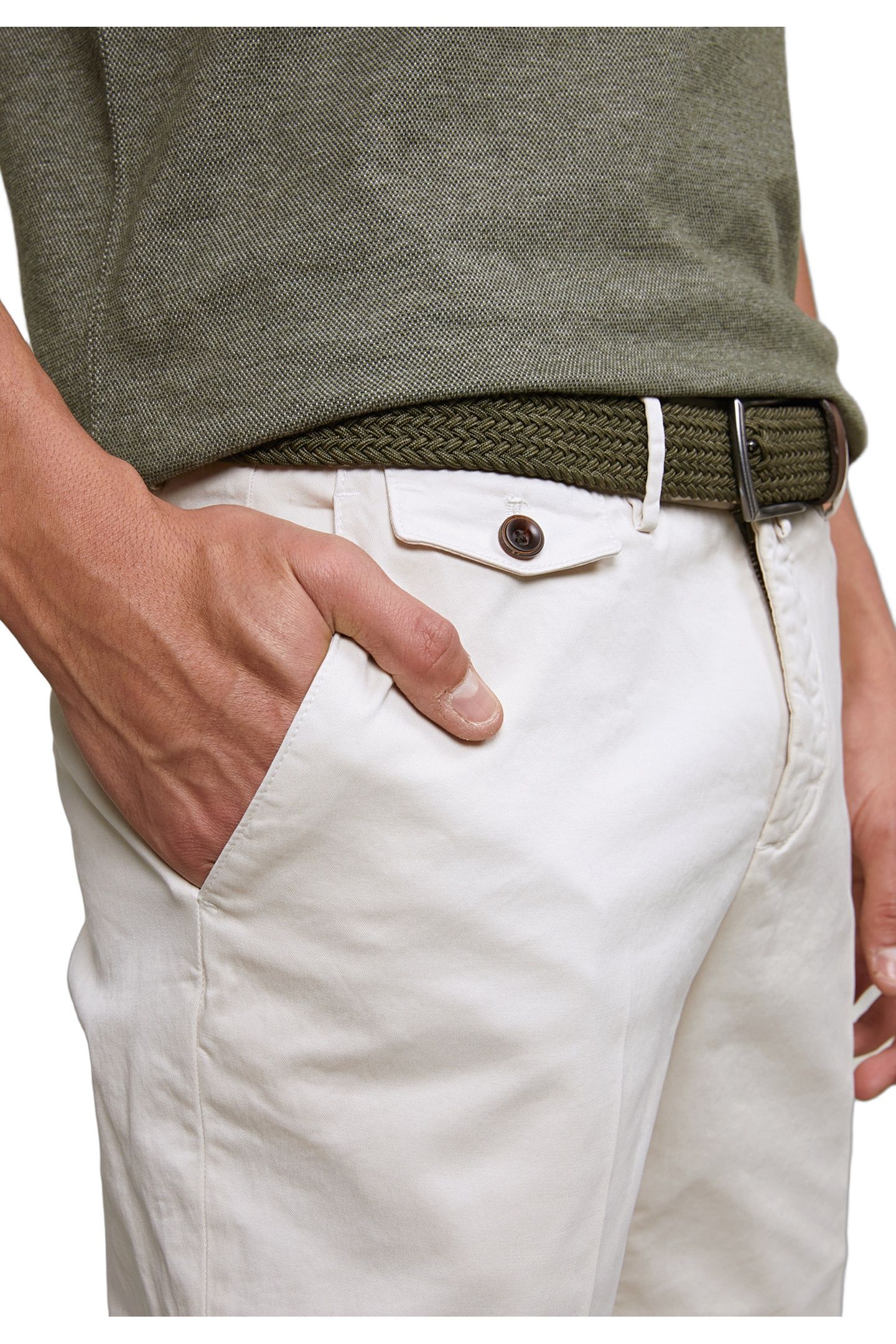 COTTON CHINO PANTS STRETCH EGG SHELL 4