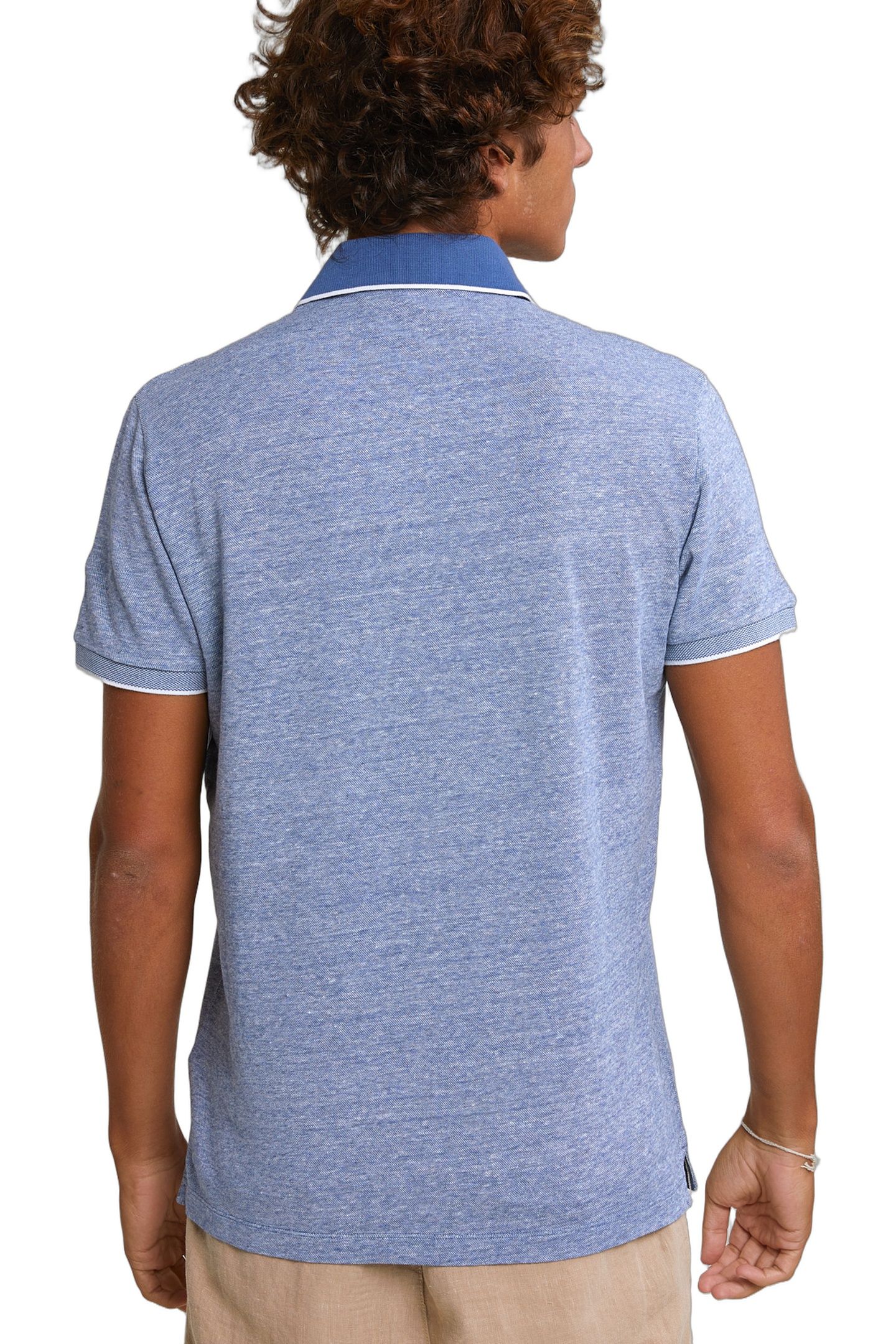 CUSTOM FIT COTTON-LINEN POLO SHORT SLEEVES LAKE 3