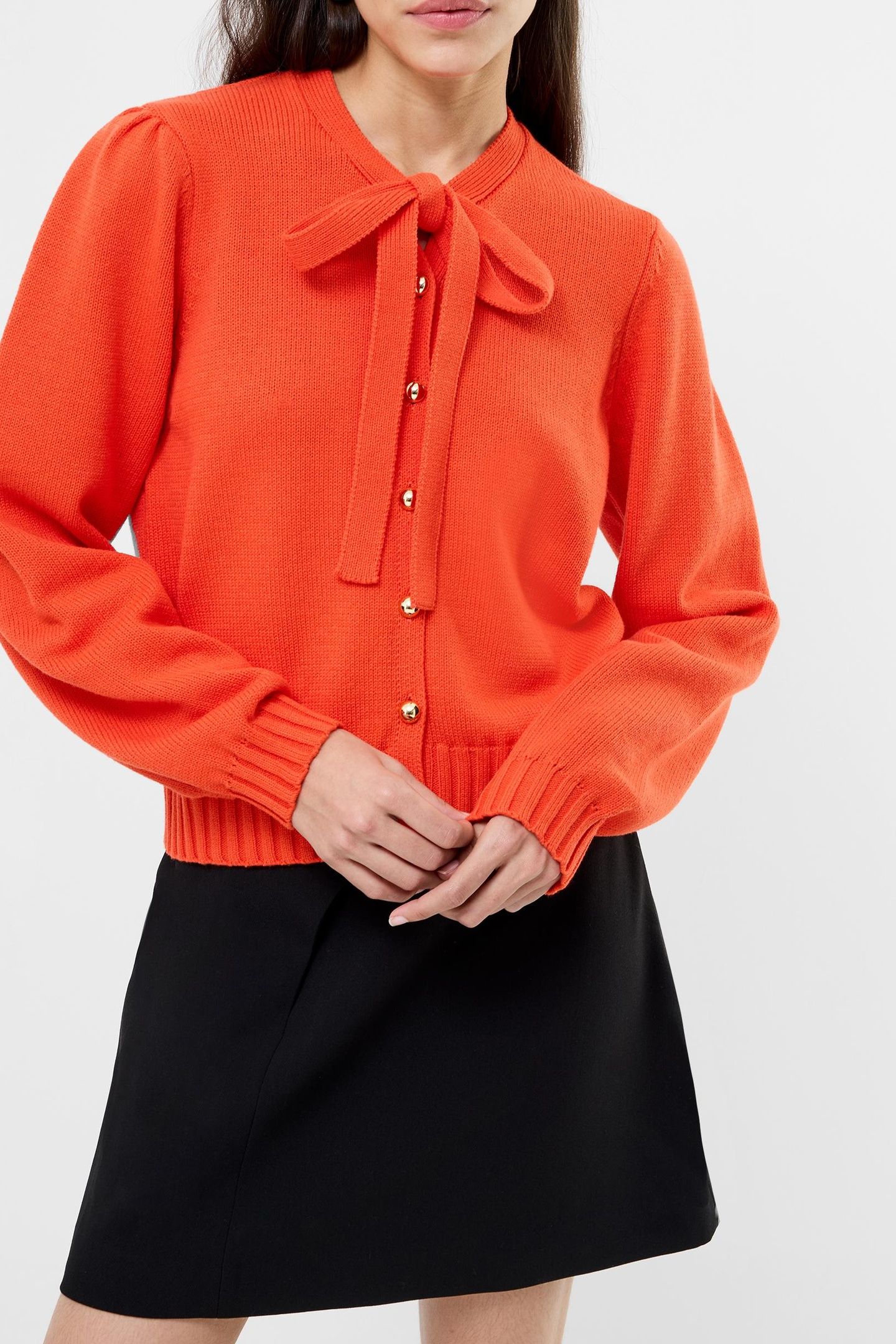 VARLI LS TIE NK CARDIGAN FLAME ORANGE 2