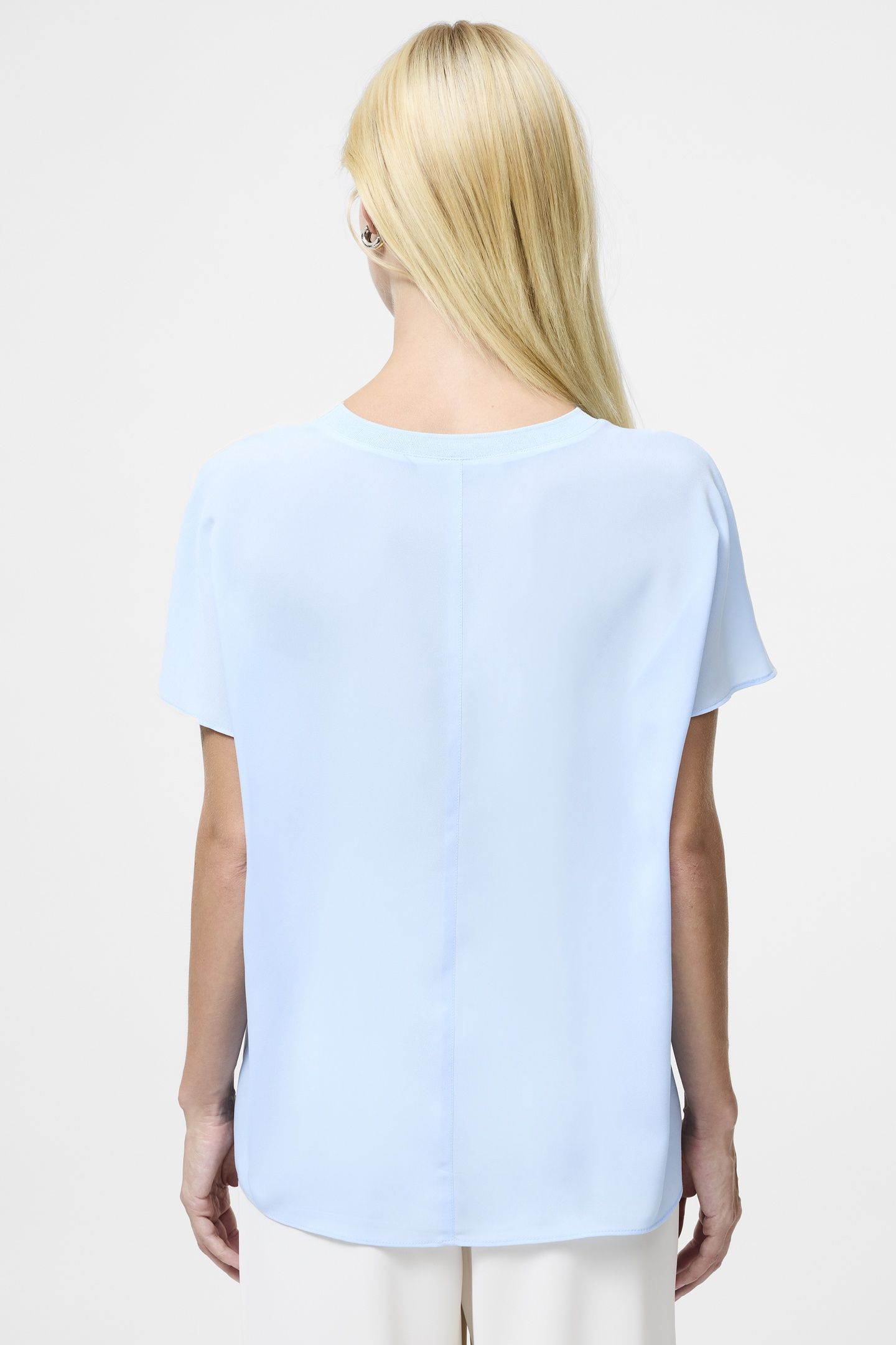 CREPE LIGHT CREW NECK TOP ARCTIC BLUE 4