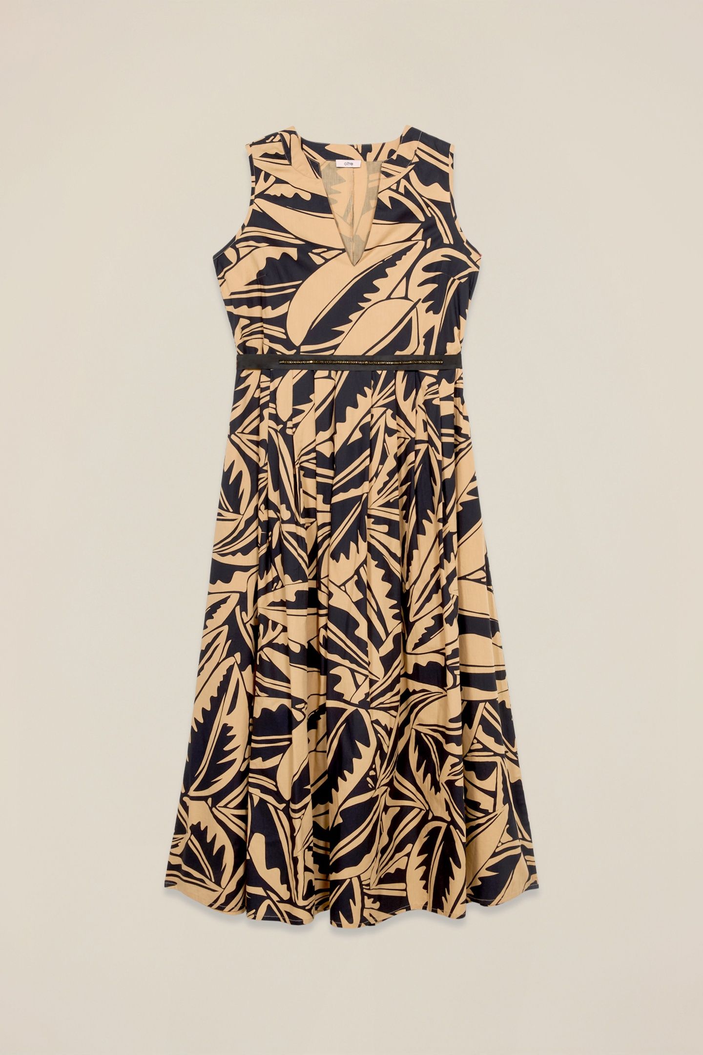 PATTERNED POPLIN DRESS BEIGE 4