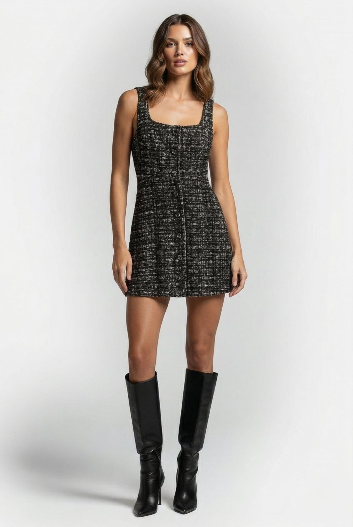 ROSALI TWEED DRESS BLACK 1