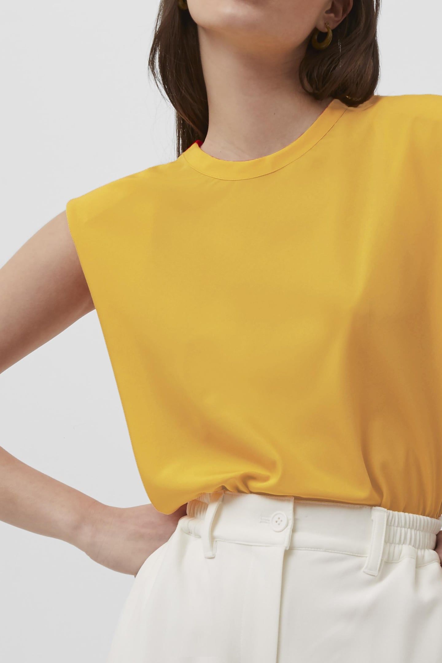 SHOULDER PAD CREPE TANK TOP BEESWAX ORANGE 1