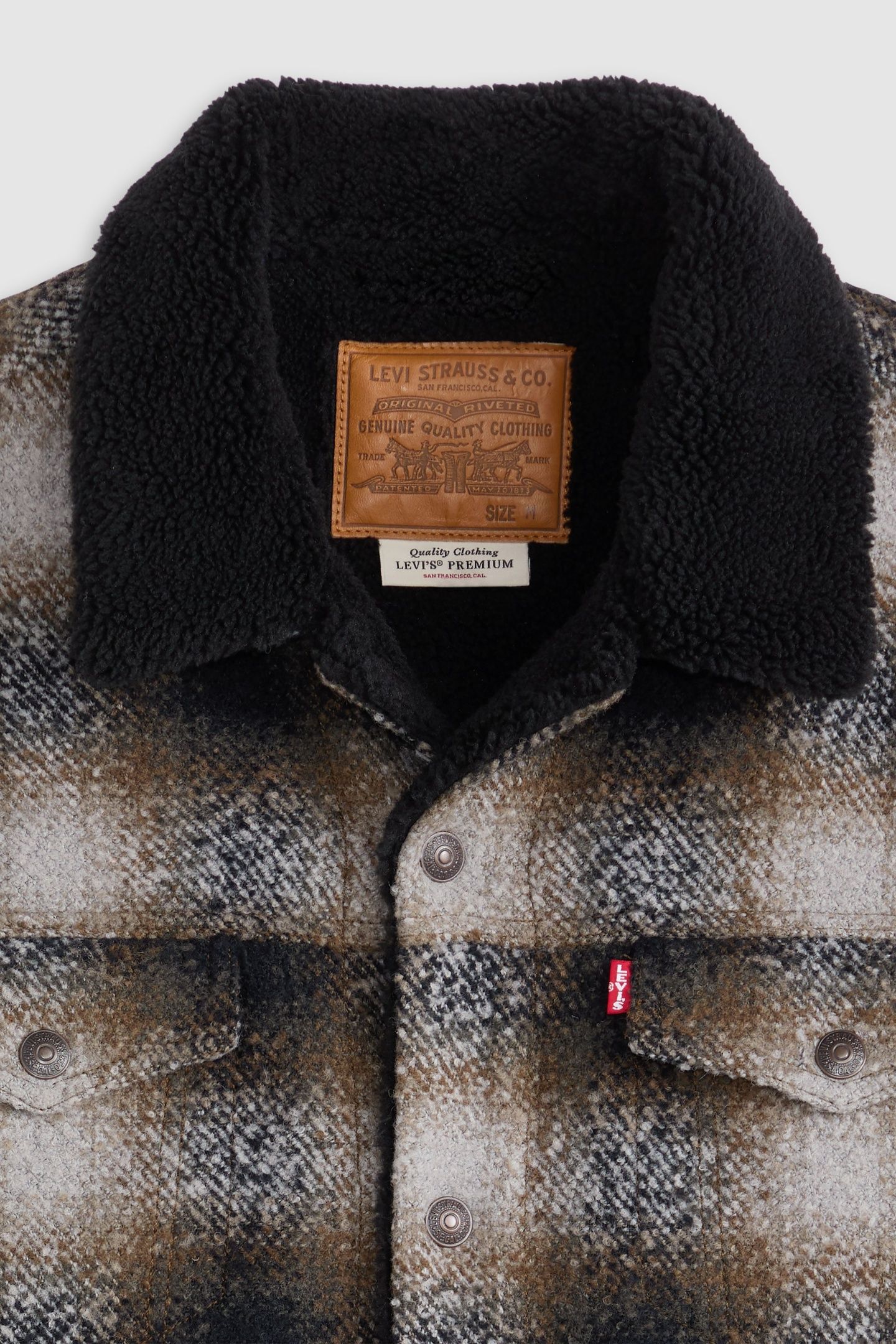 RELAXED FIT PLAID SHERPA TRUCKER JACKET 6