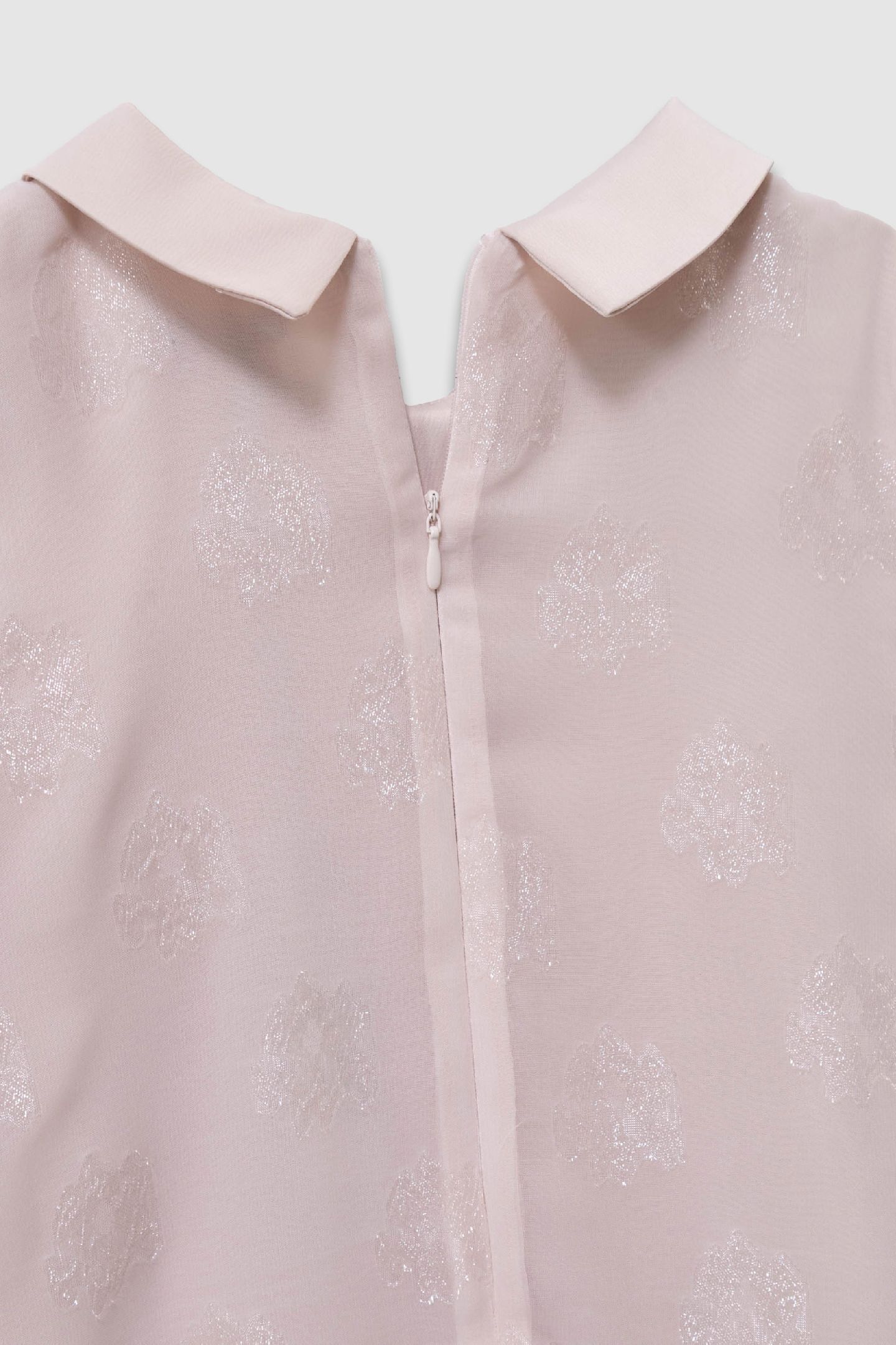PINK BI-MATERIAL JACQUARD FLOWER PATTERN DRESS 6
