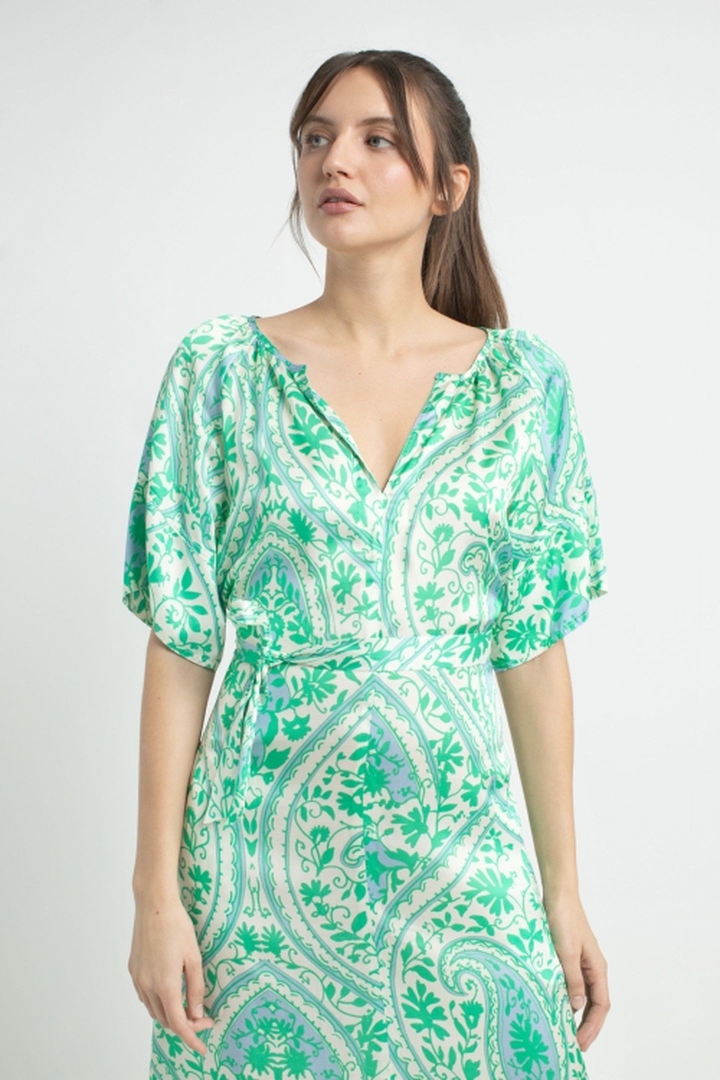 DAMARIS DRESS PARROT GREEN PRINT 2