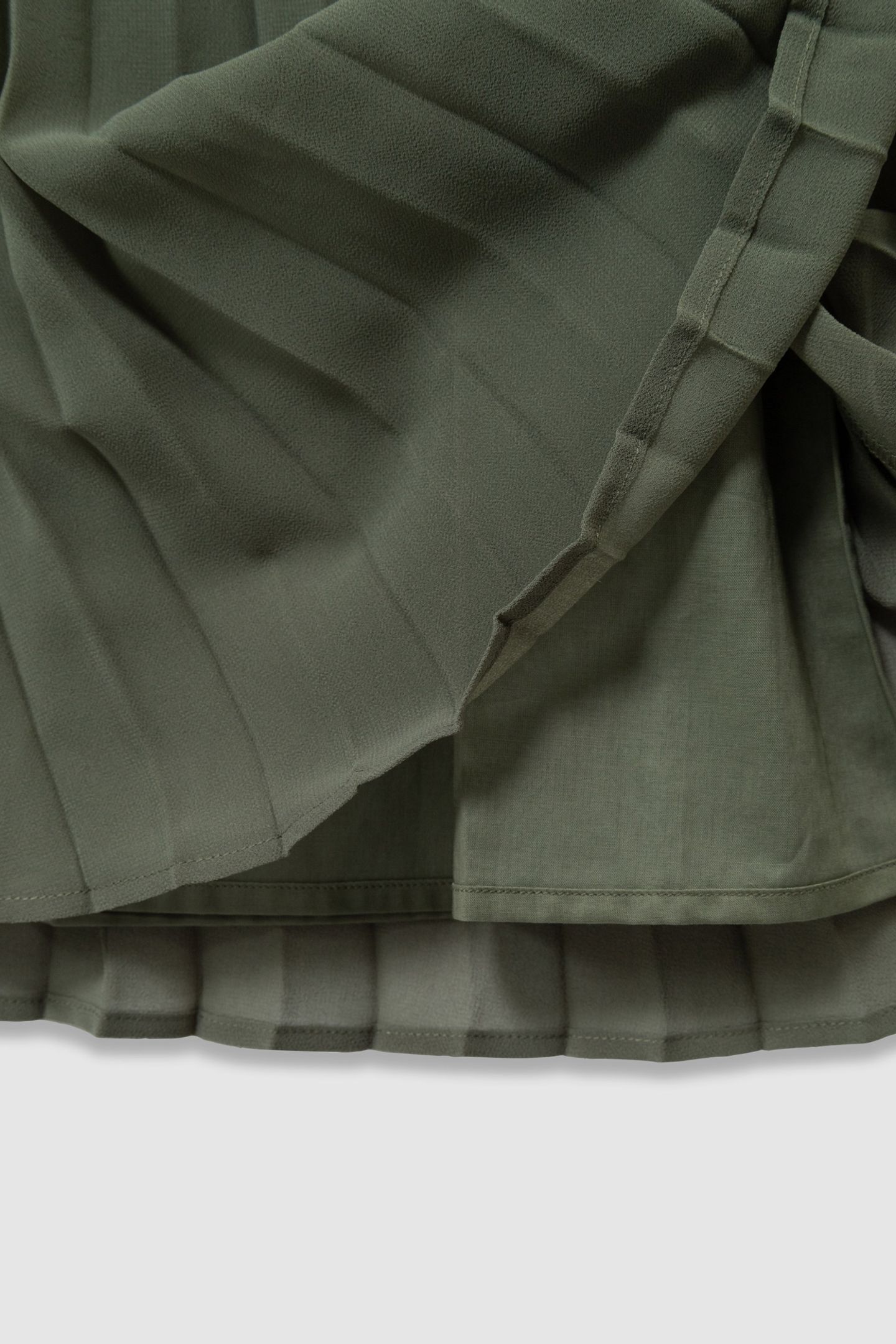 LONG KHAKI PLEATED SKIRT WITH SIDE EMBROIDERY 6