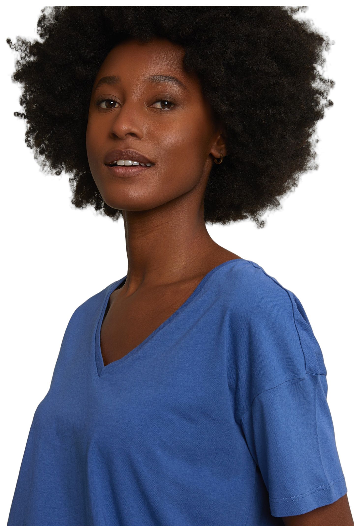 BLUE BASIC V-NECK T-SHIRT SHORT SLEEVES 2