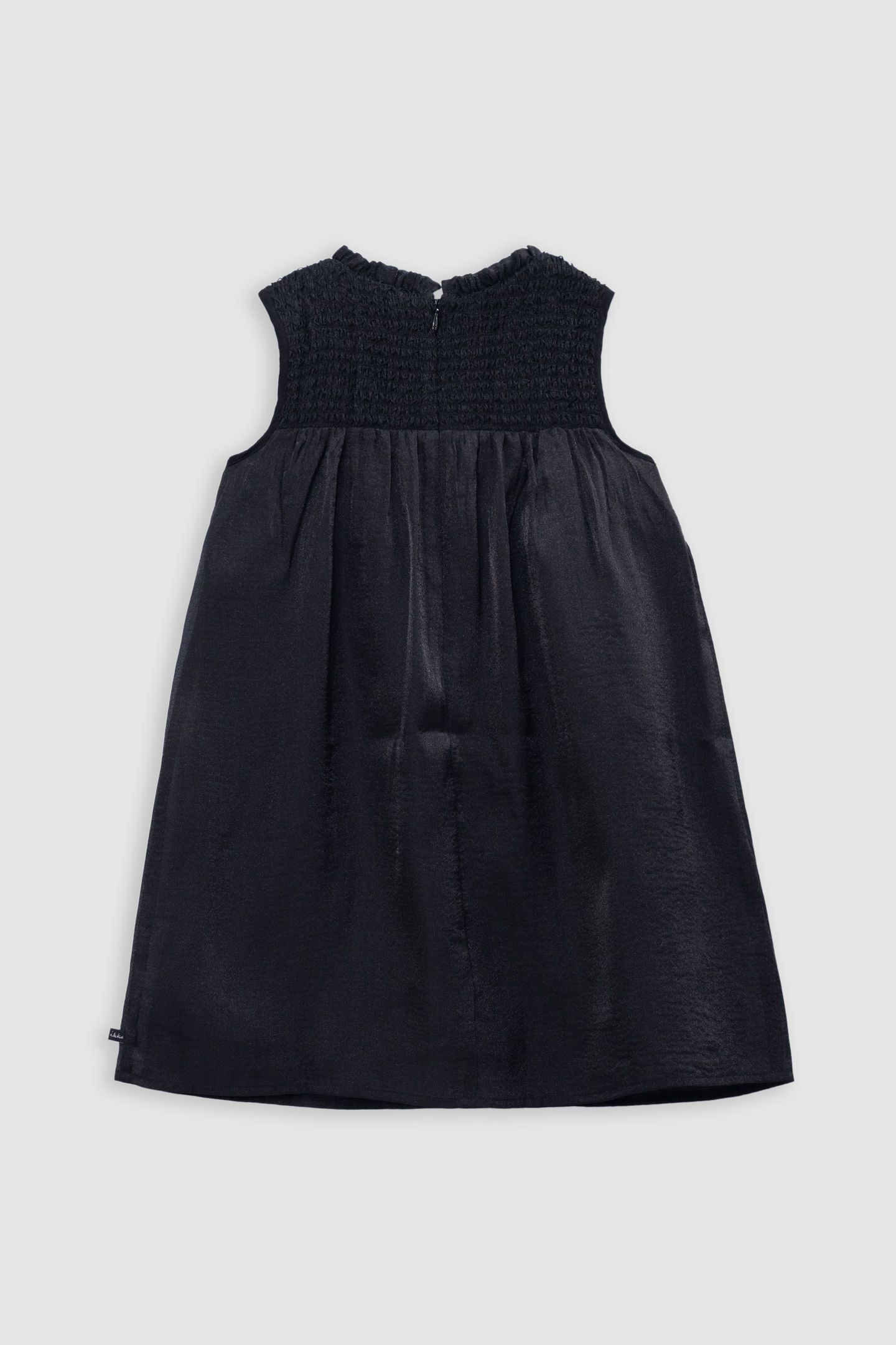 BLACK SATIN DRESS WITH SMOCKED PANEL 2