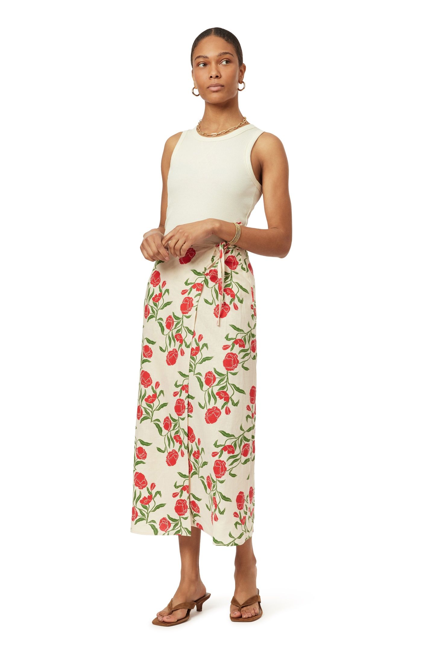 WRAP SKIRT WHITECAP GRAY ALLOVER FLORAL 4