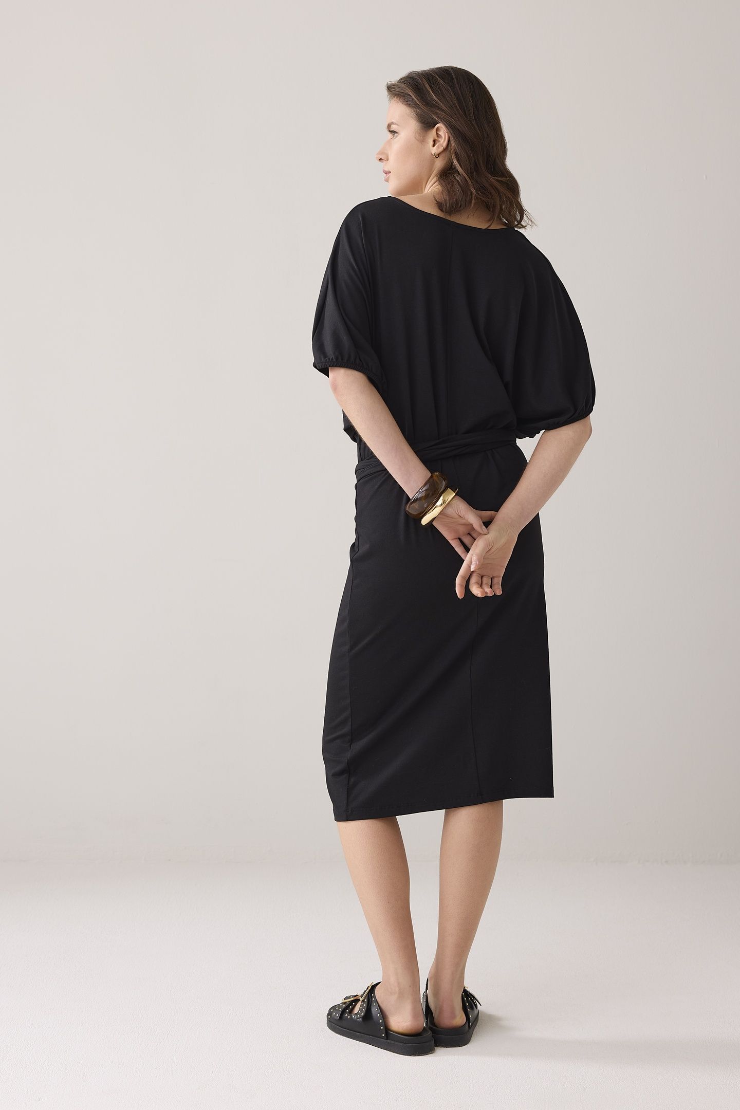 WRAP DRESS SOLID JERSEY BLACK 3
