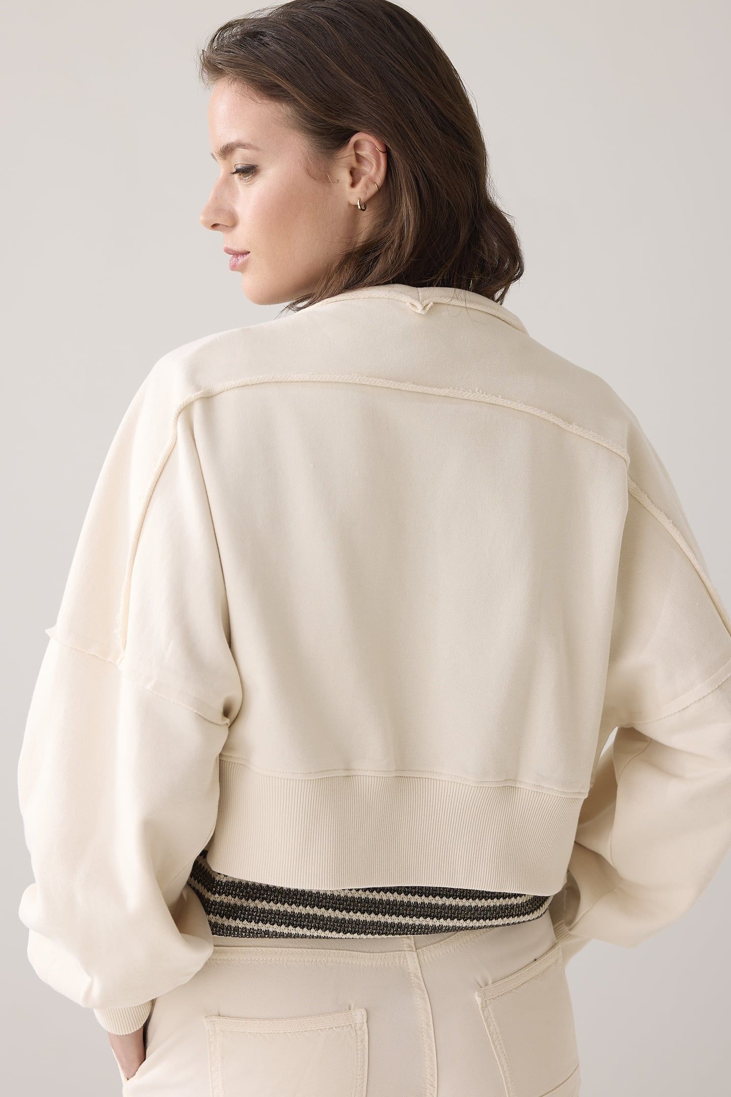 CROPPED WIDE SWEAT CARDIGAN IVORY 2