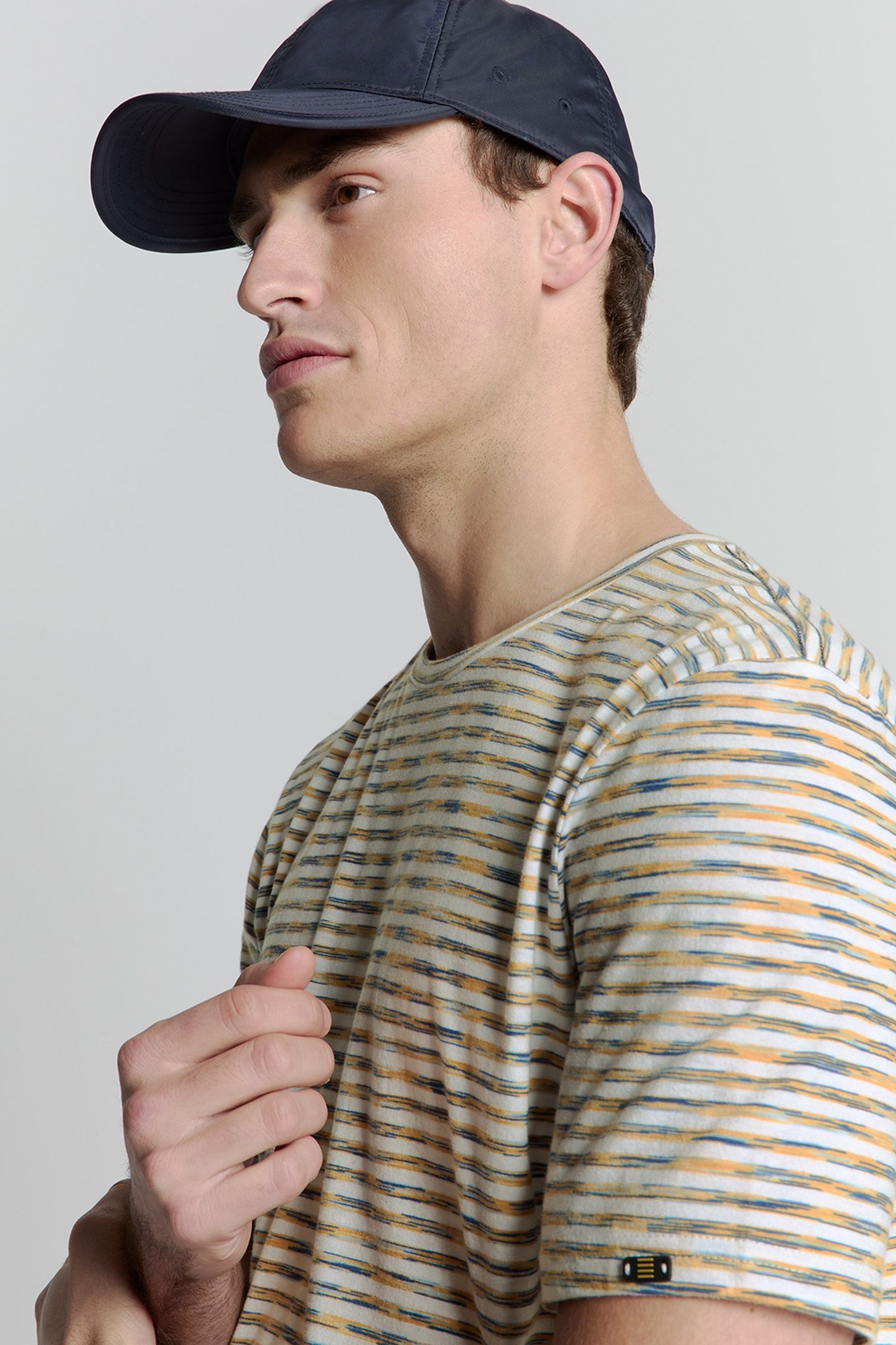 T-SHIRT CREWNECK MULTI COLOURED MELANGE STRIPES YELLOW 4
