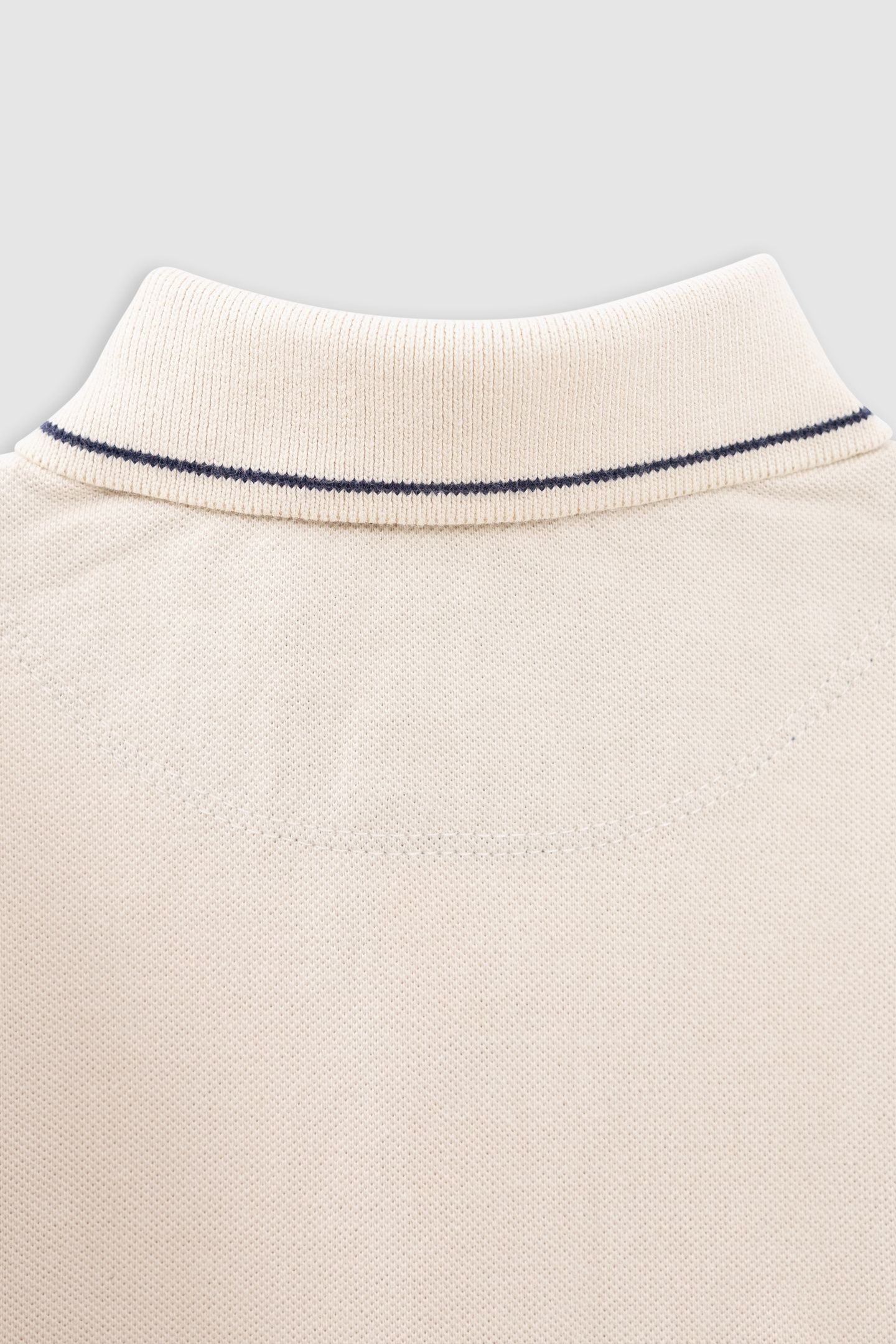 BEIGE ORGANIC COTTON POLO SHIRT WITH STRIPED COLLAR 5