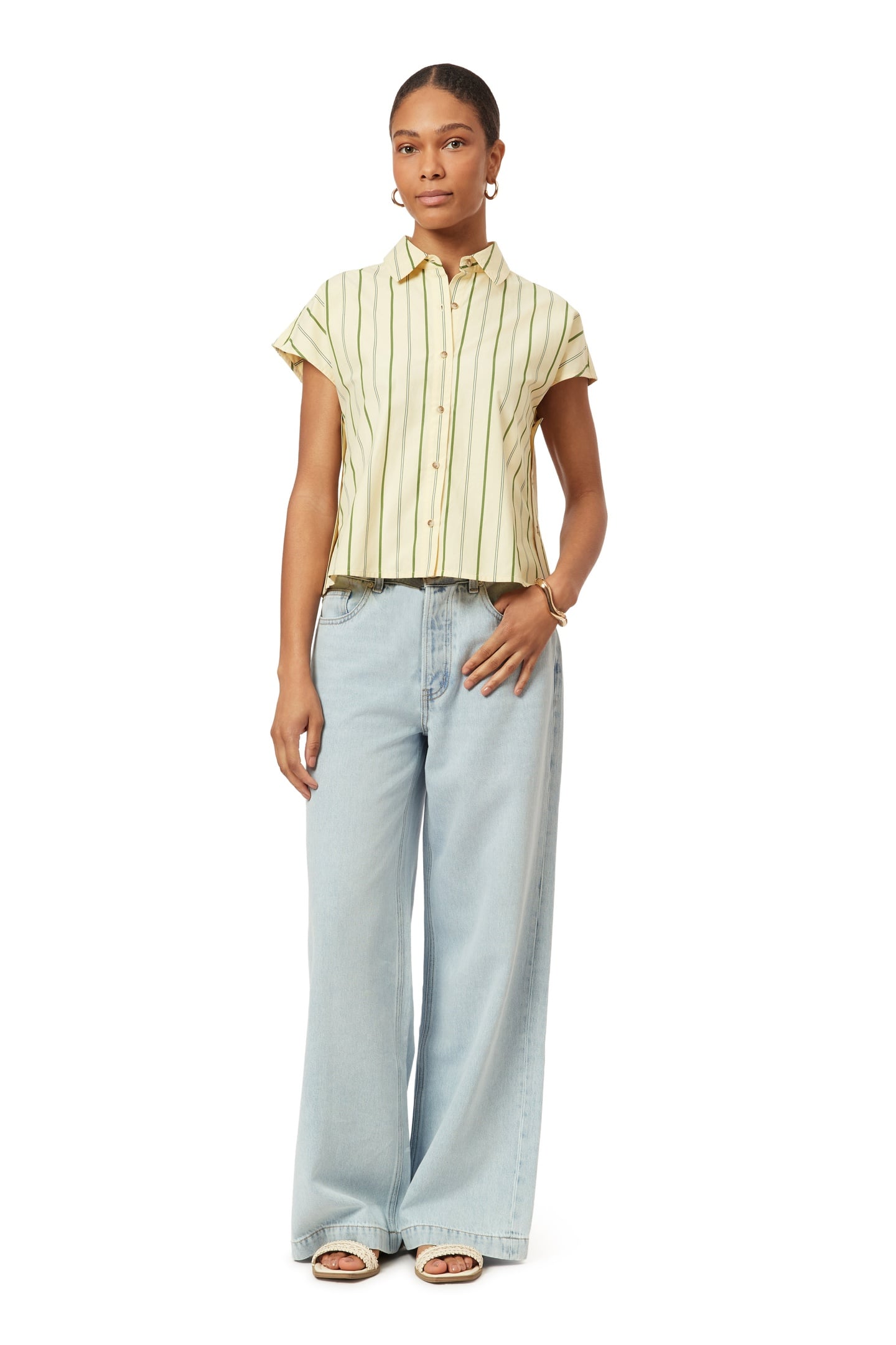 DOLMAN SLEEVE SHIRT CHINO GREEN MULTI PINSTRIPE 2