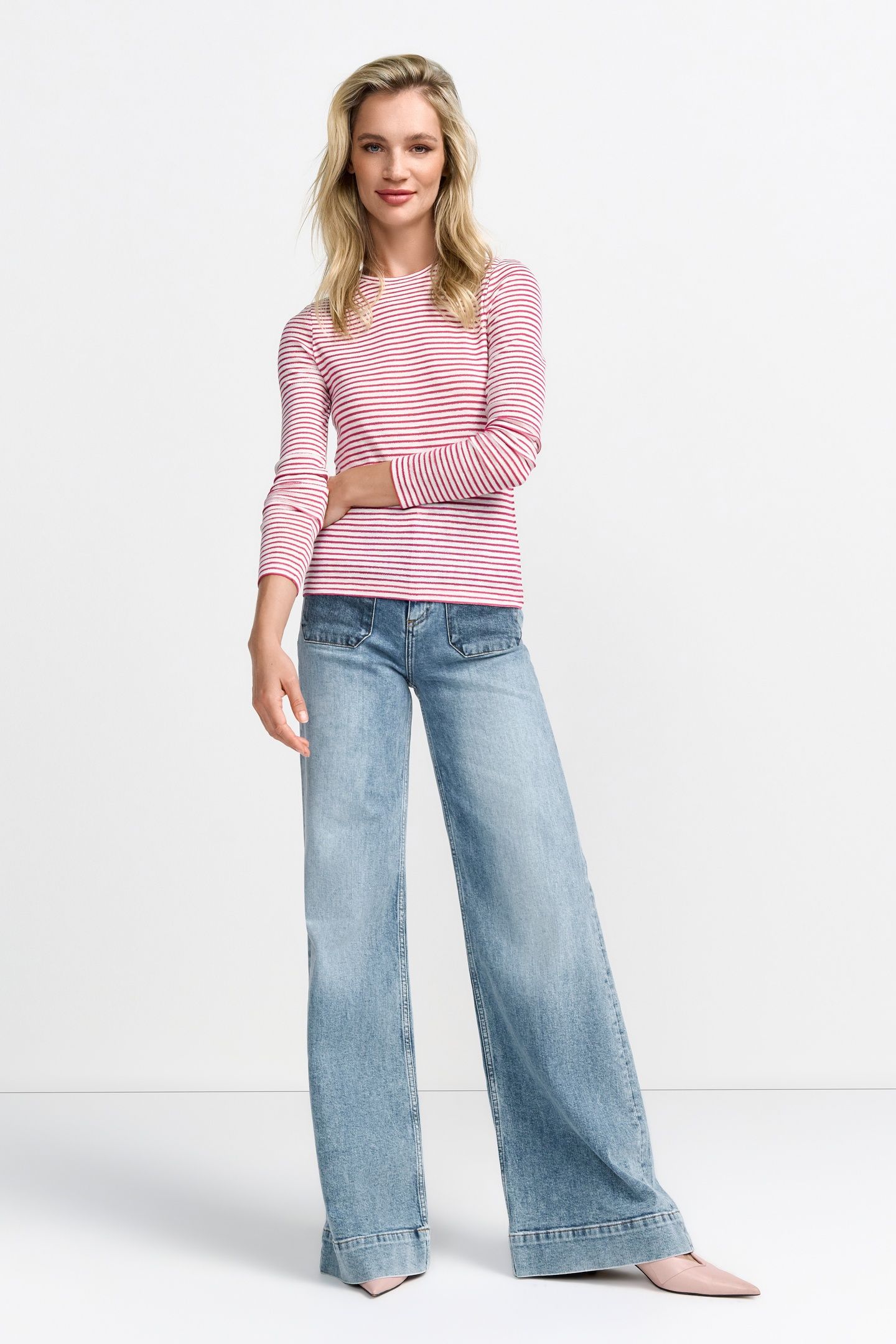 SPARKLE STRIPED LONGSLEEVE ORGANIC RASPBERRY PINK 1