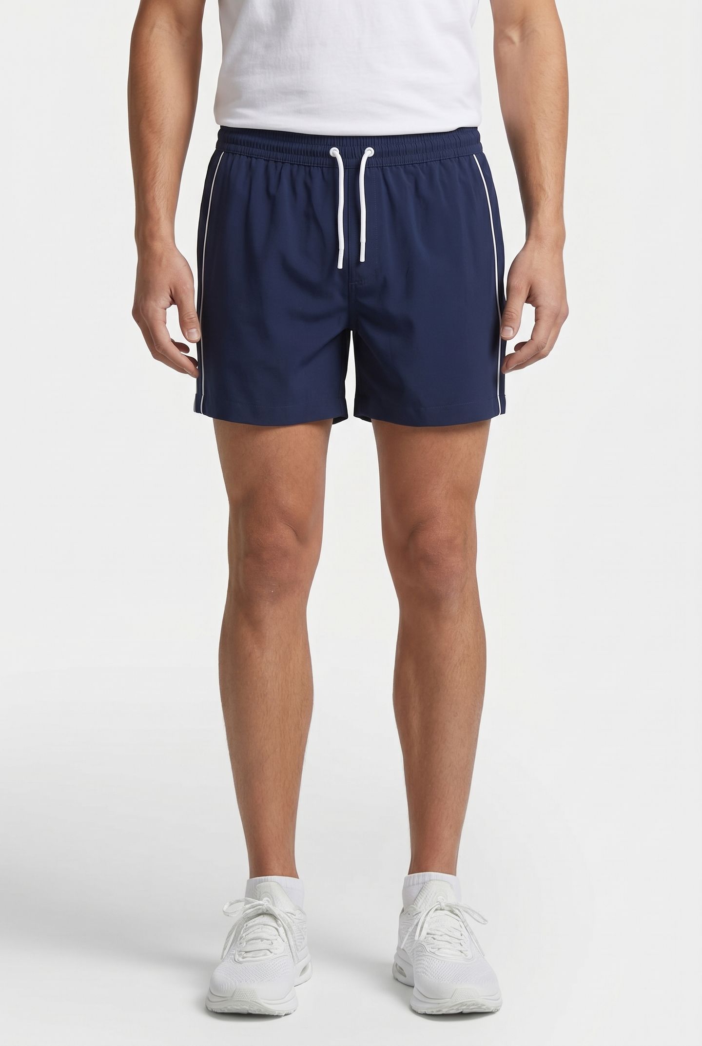 SWIM SHORT WITH PIPING NAVY/WHITE 1