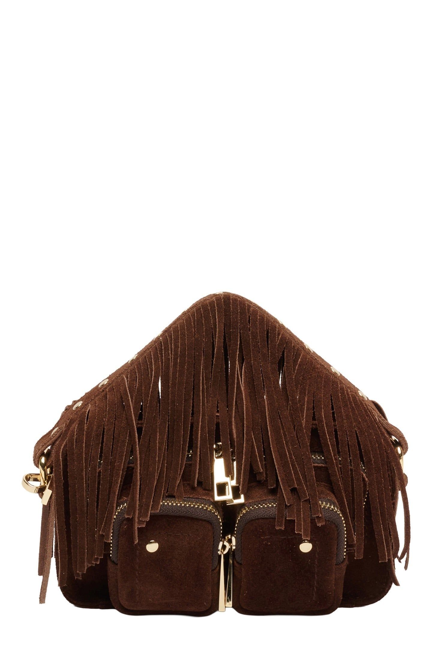 HELENA FRINGE SUEDE DARK BROWN W. GOLD 1