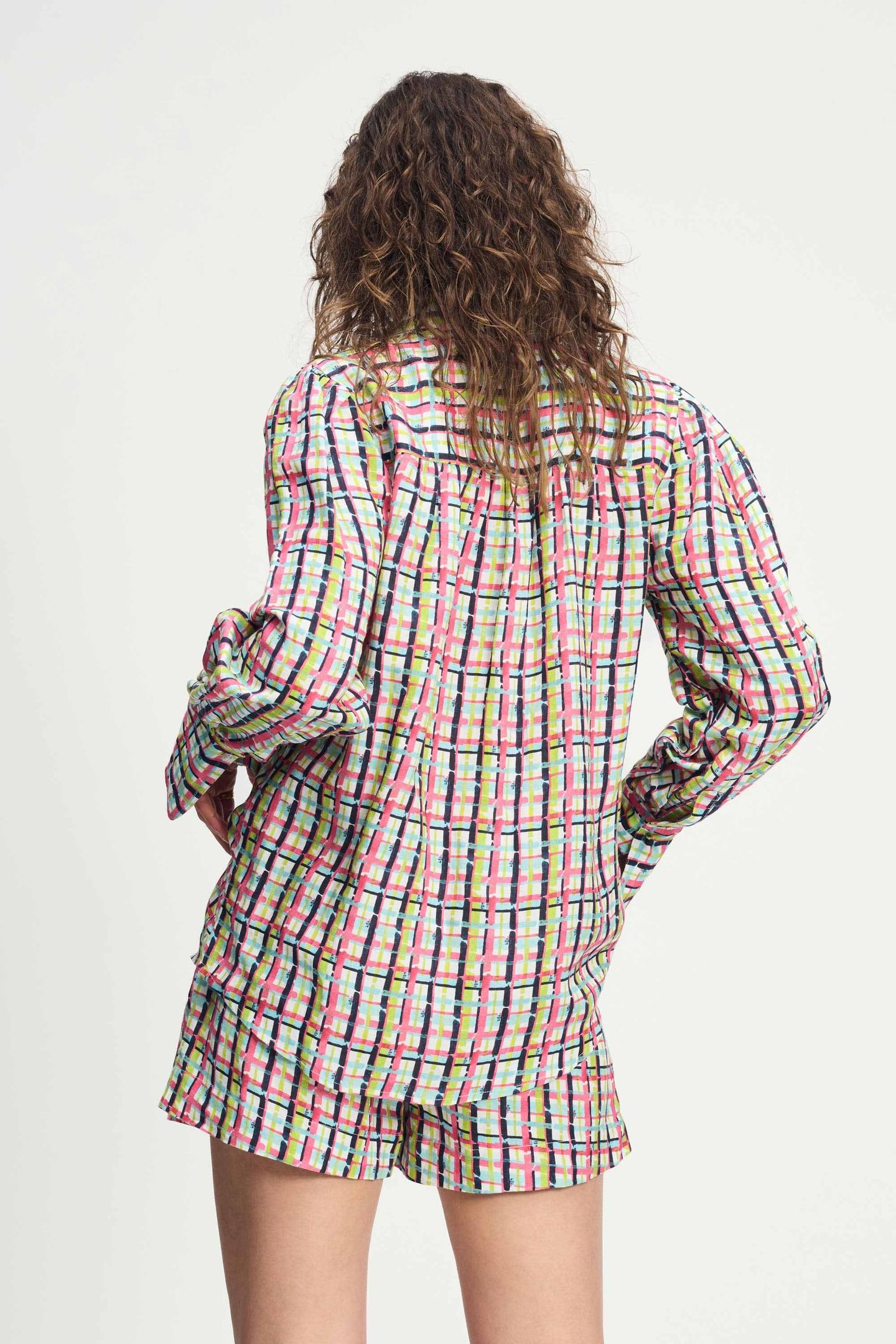 BLOUSE - BRUSHWORK CHECK LINEN 2