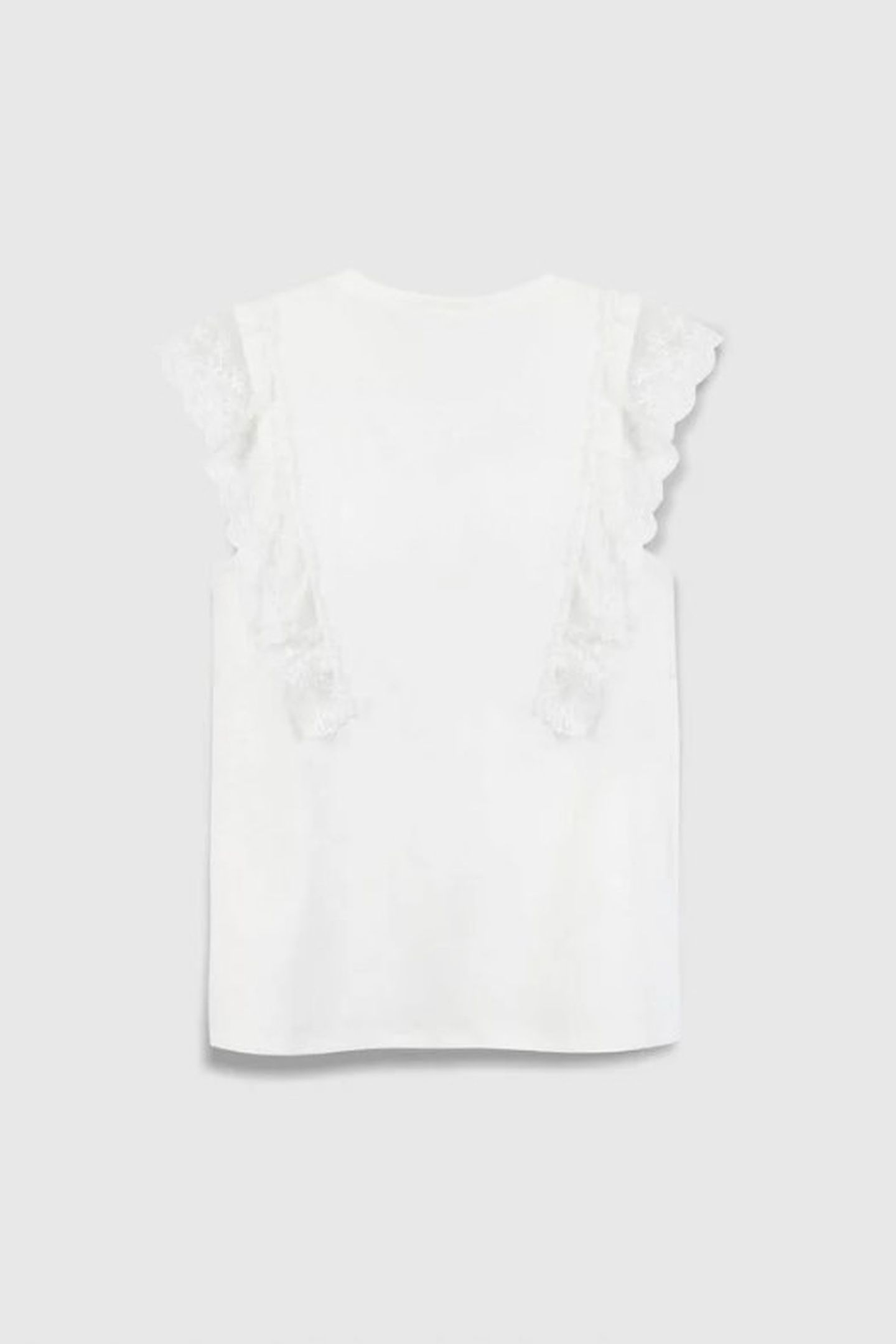 WHITE TULLE RUFFLE EMBROIDERED T-SHIRT 2