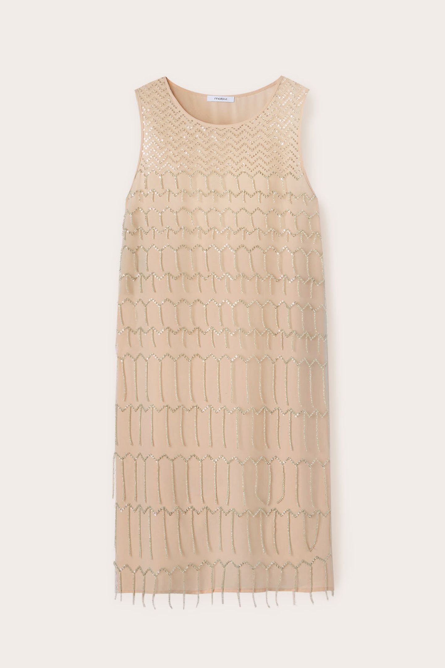 EMBROIDERED DRESS WITH FRINGES BEIGE 4