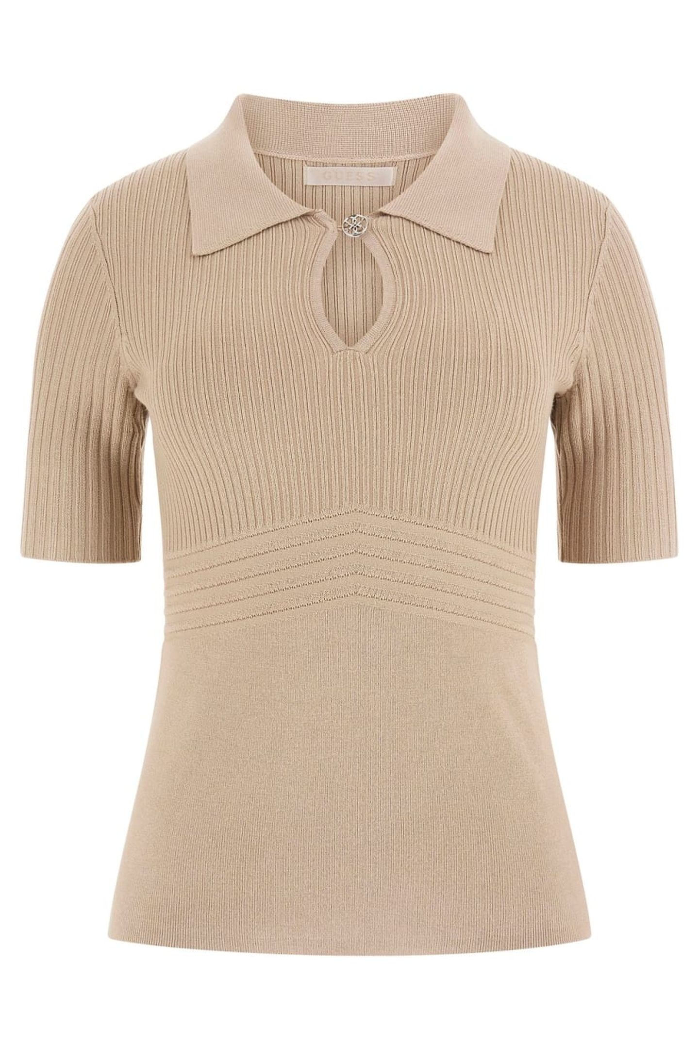 GUESS ECO FLORA CUT-OUT POLO S MACADAMIA NUTS 1