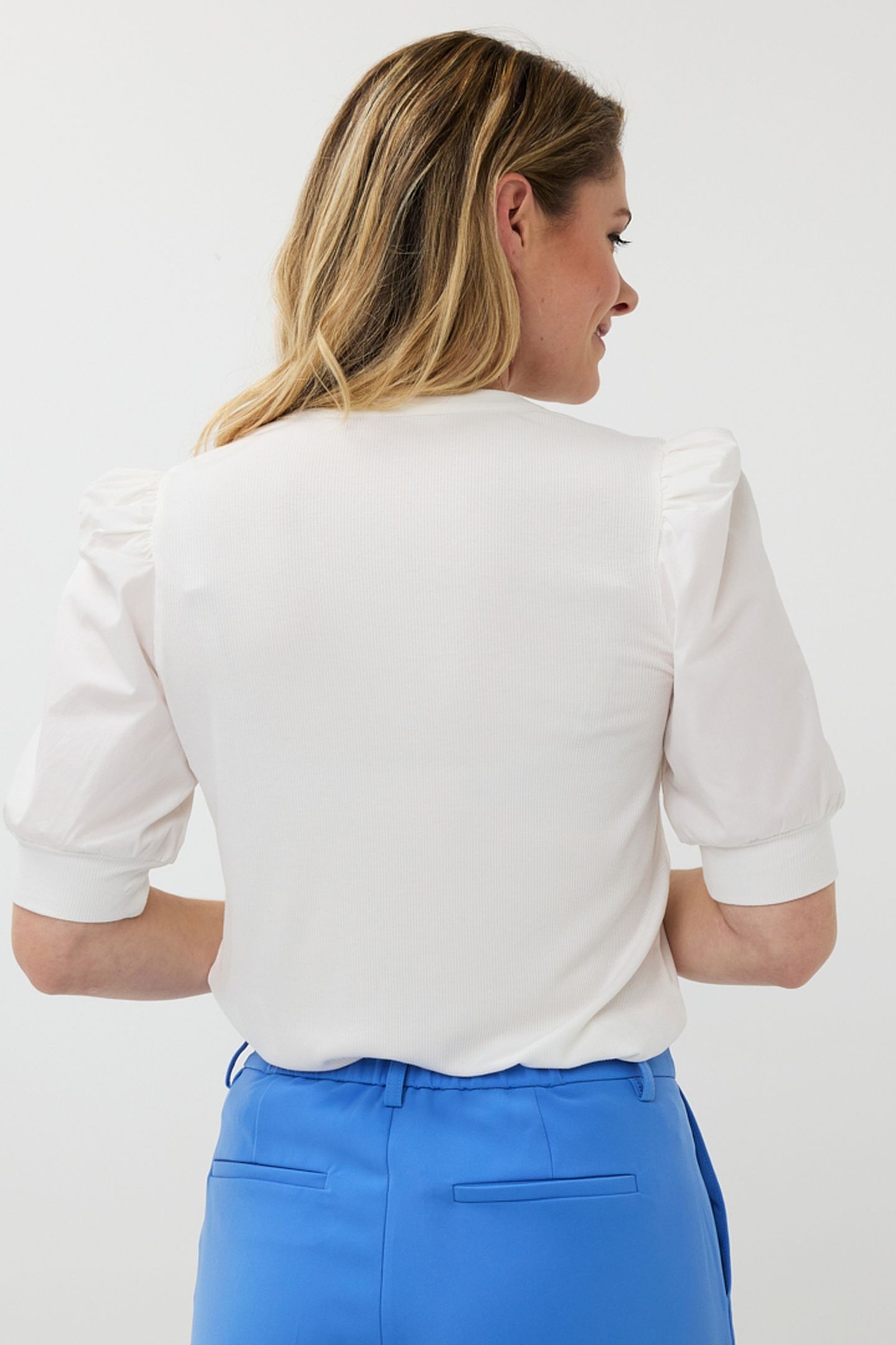 TOP WIDE RIB WOVEN SLEEVE OFF WHITE 5