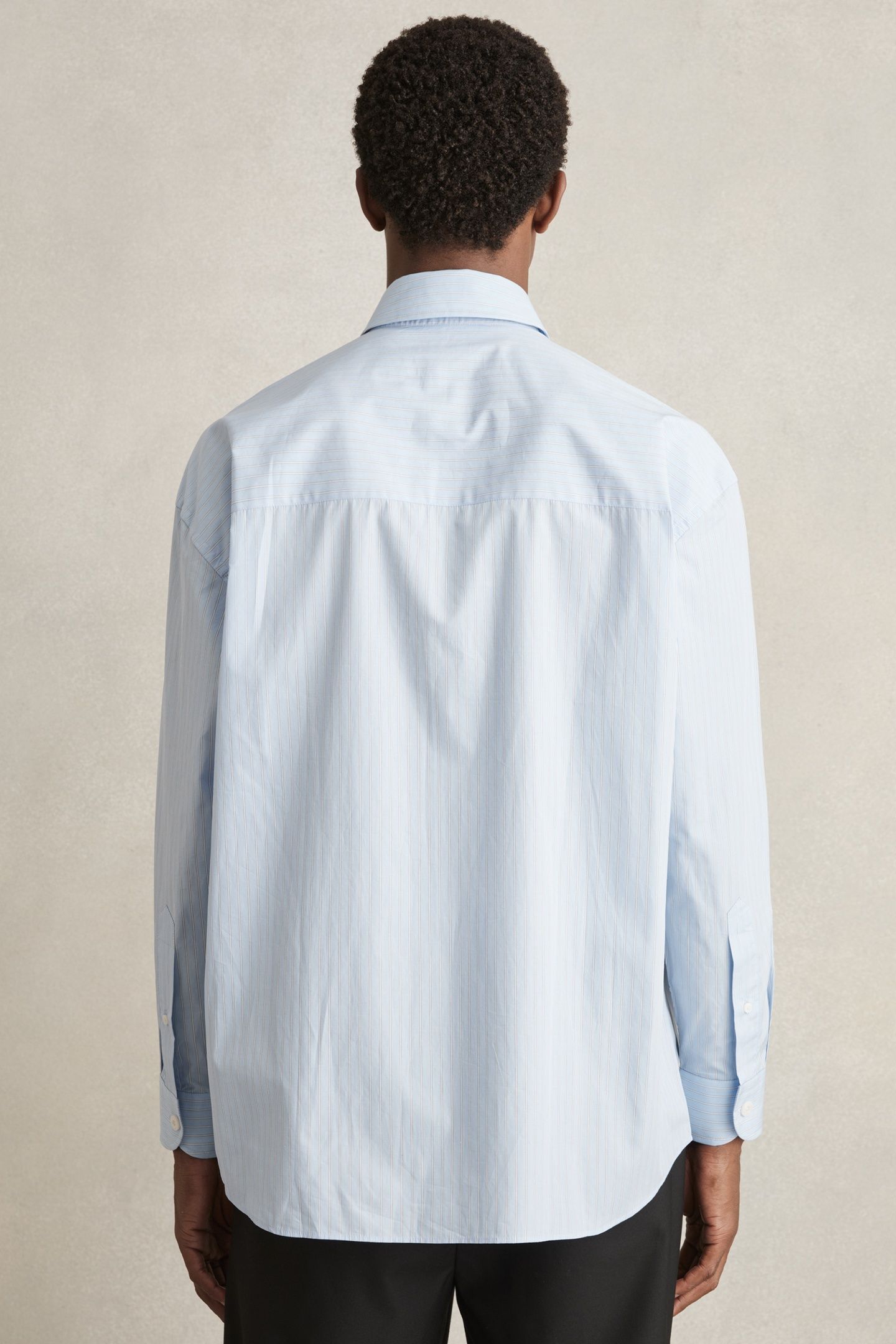 LS OVERSIZED STRIPE POPLIN SHIRT SOFT BLUE/WHITE 3