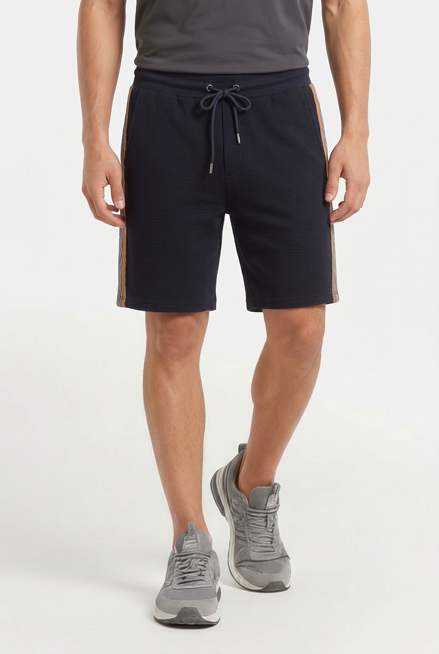 RIBBED SHORT WITH CONTRAST SIDE STRIPE NAVY 1