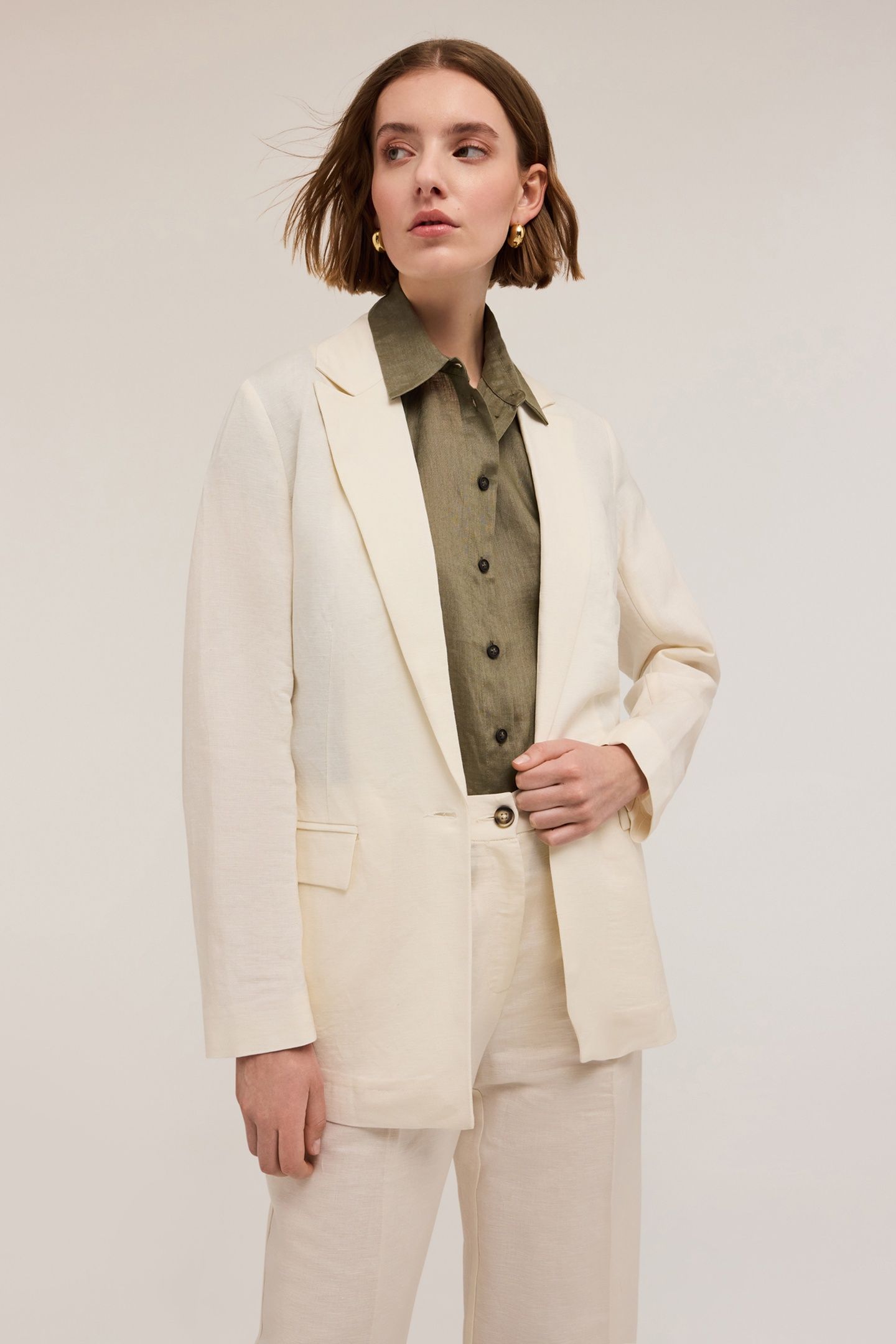 SINGLE-BREASTED BLAZER WITH MARTINGALE WHITE 1