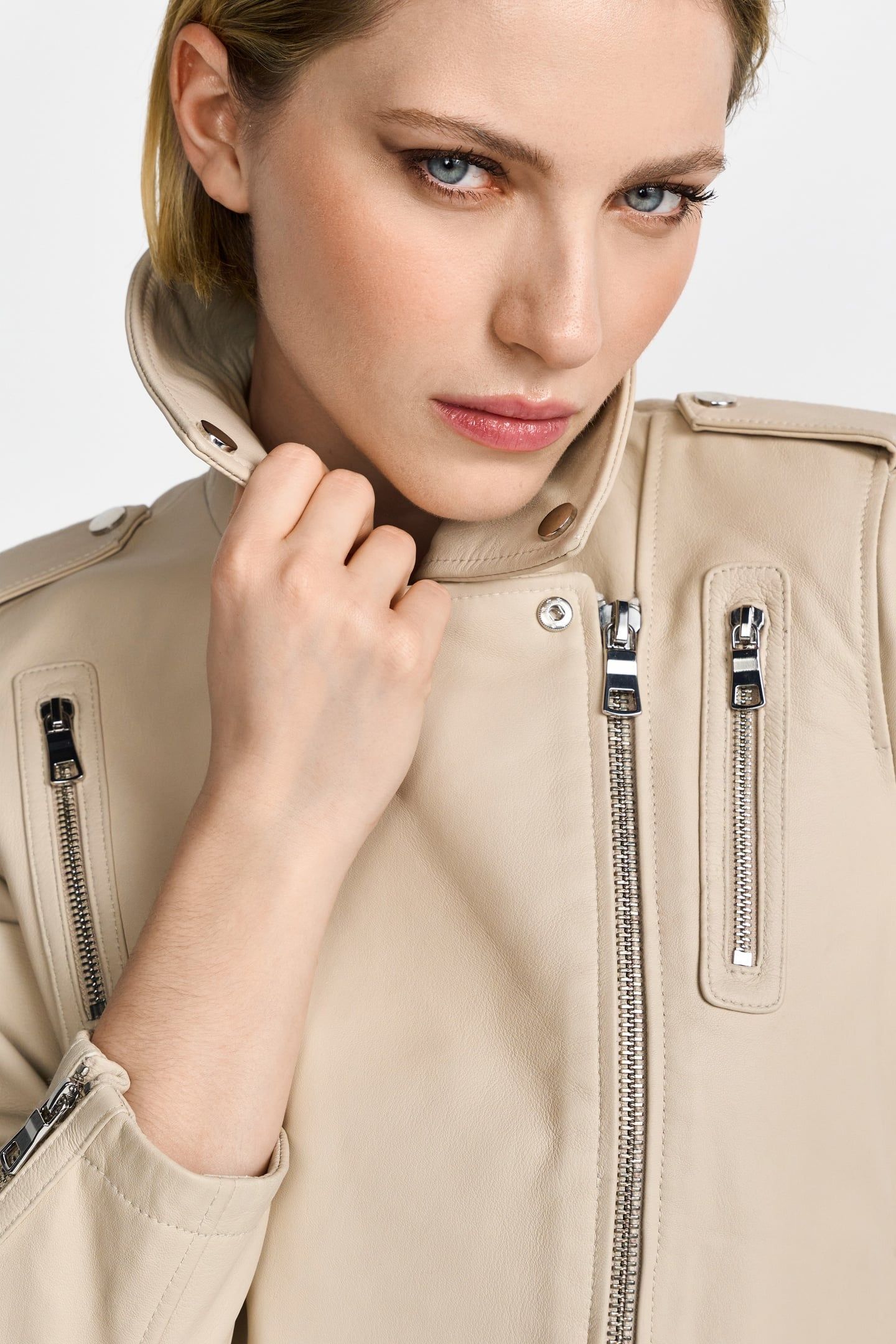 LAMB LEATHER BIKER JACKET CAFFEE LATTE 5
