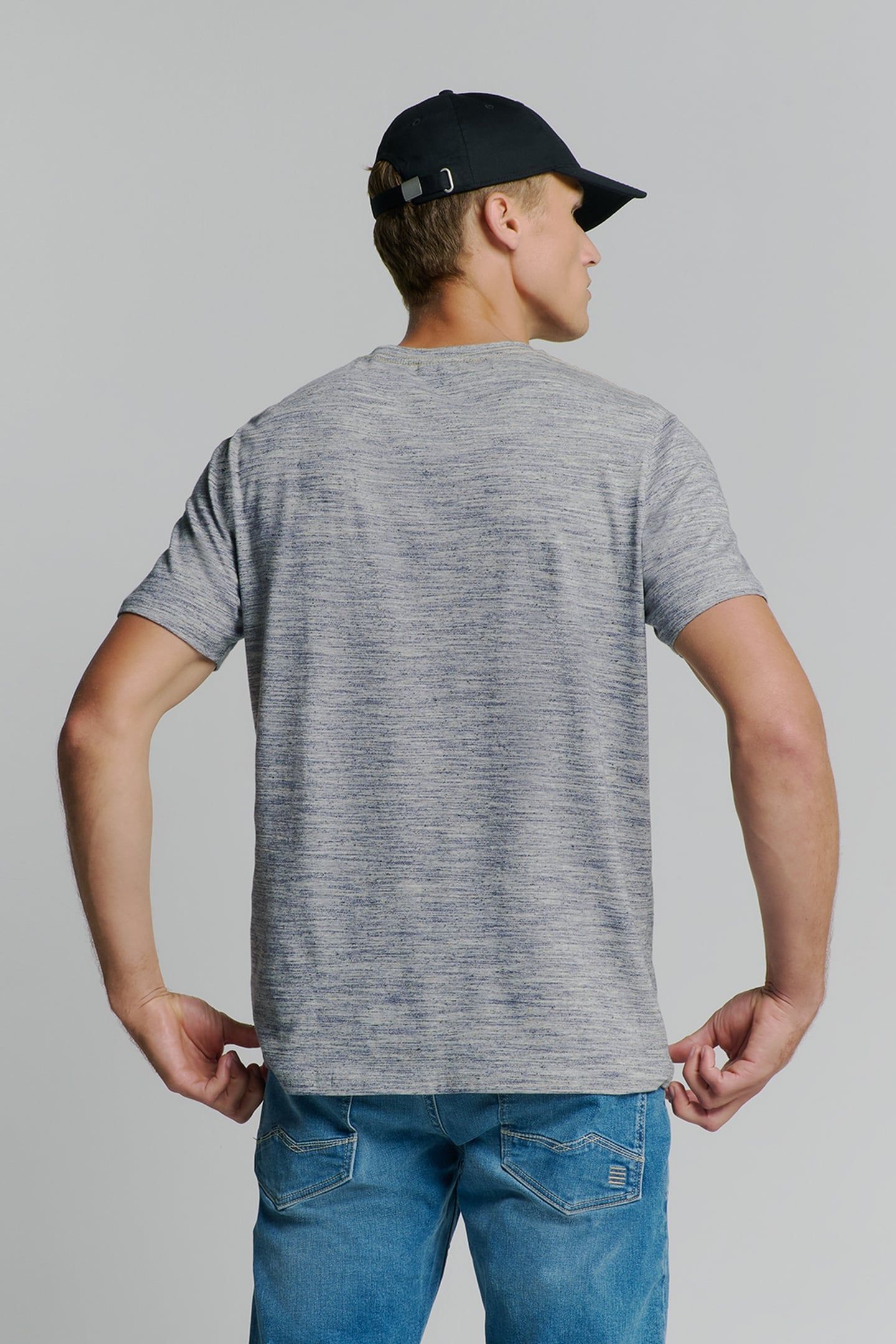 T-SHIRT CREWNECK MULTI COLOURED MELANGE DEEP BLUE 4