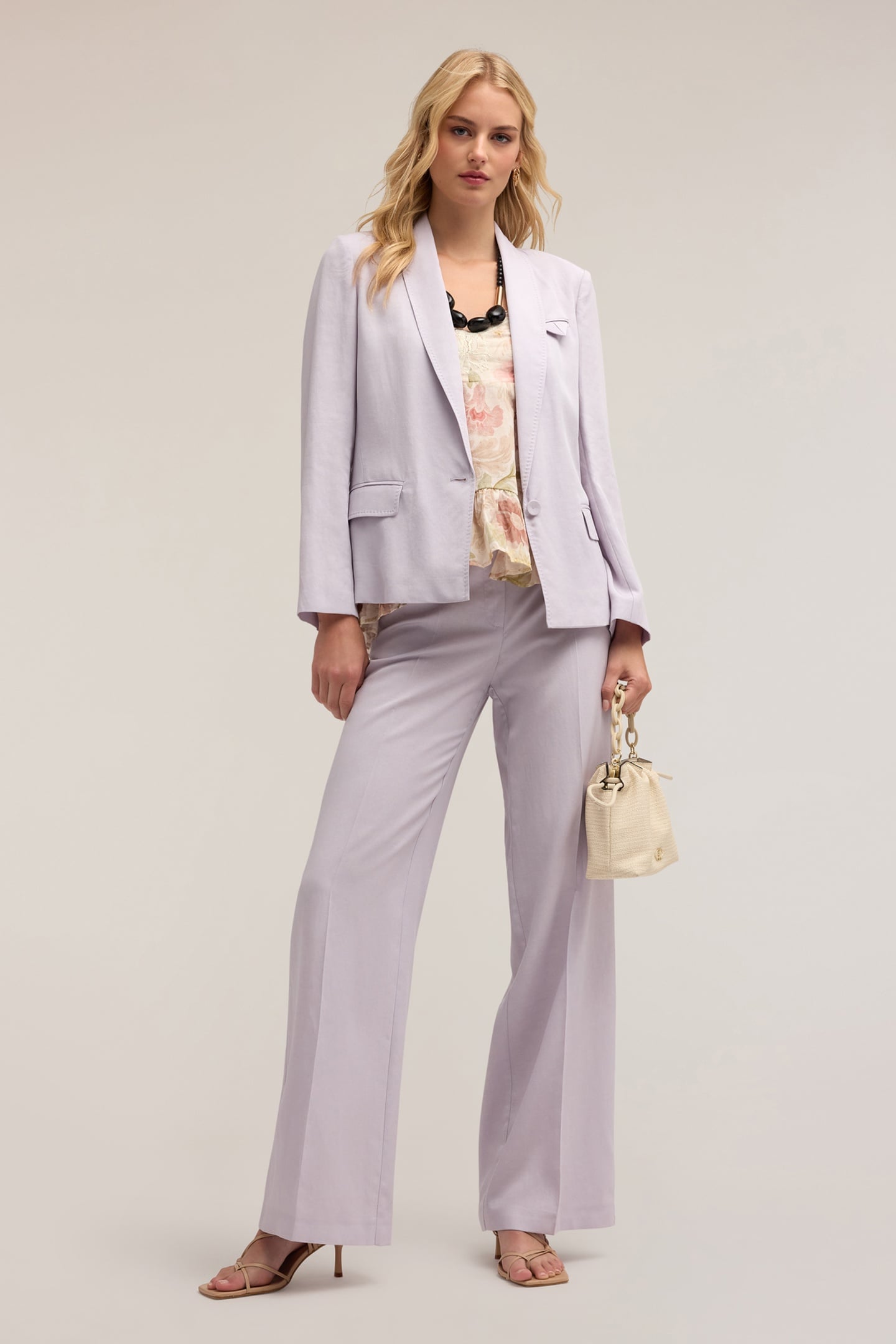 SINGLE-BREASTED LINEN BLEND LYOCELL JACKET PURPLE 1