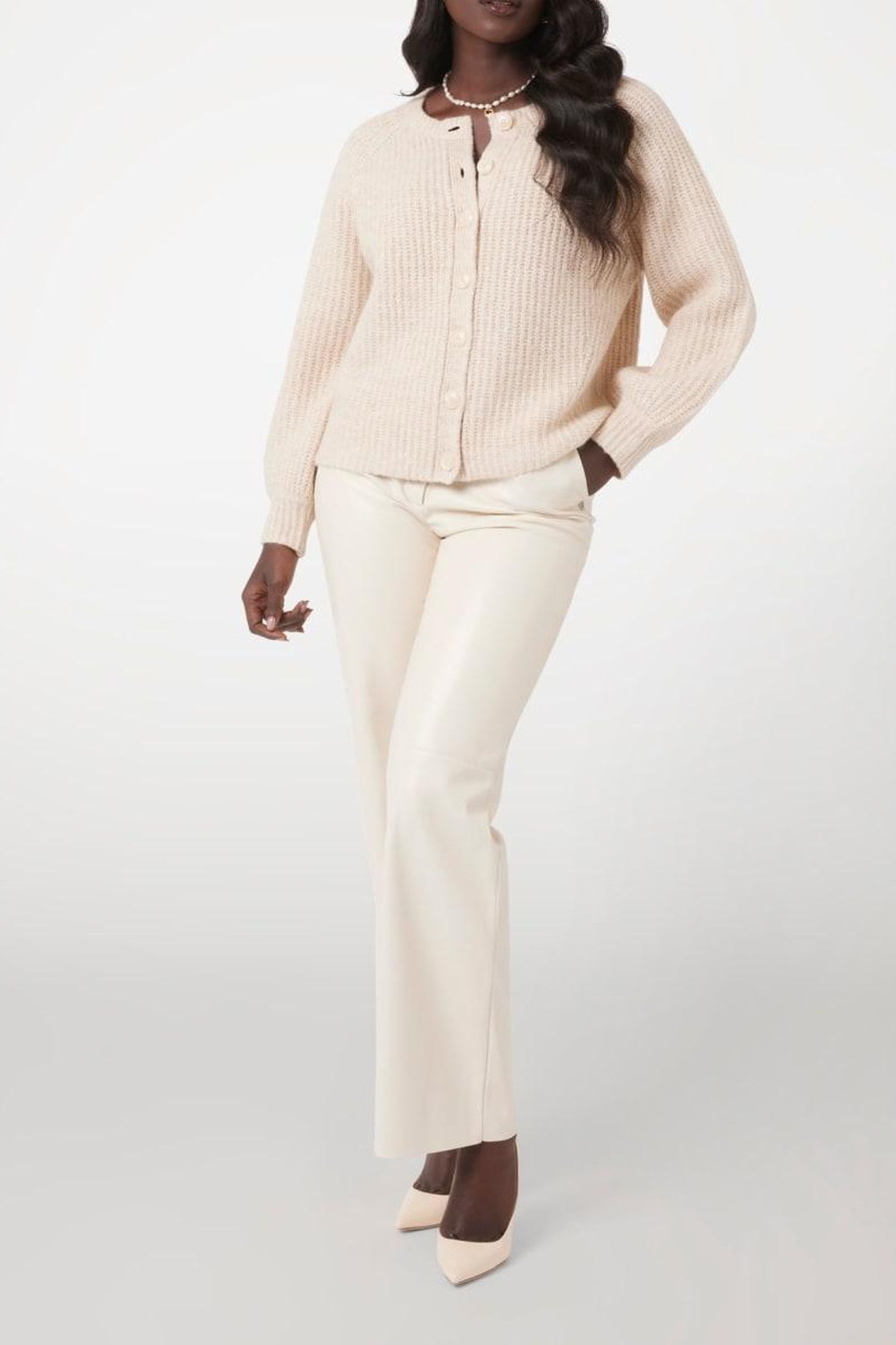GUESS ECO LS CN ROSALIE CARDIG PEARL OYSTER 9