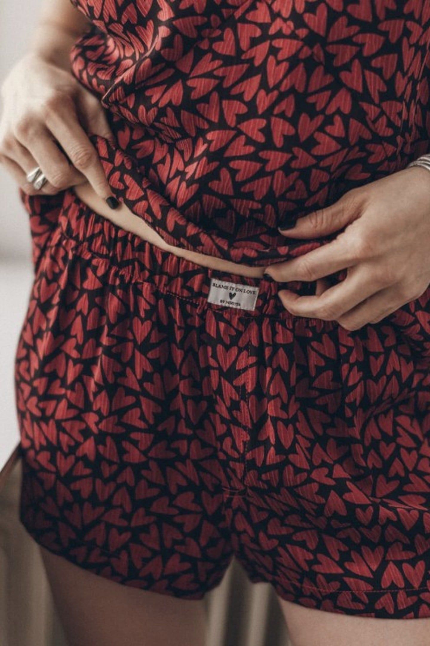 THE RED HEARTS CRINKLE BOXER SHORTS RED 1