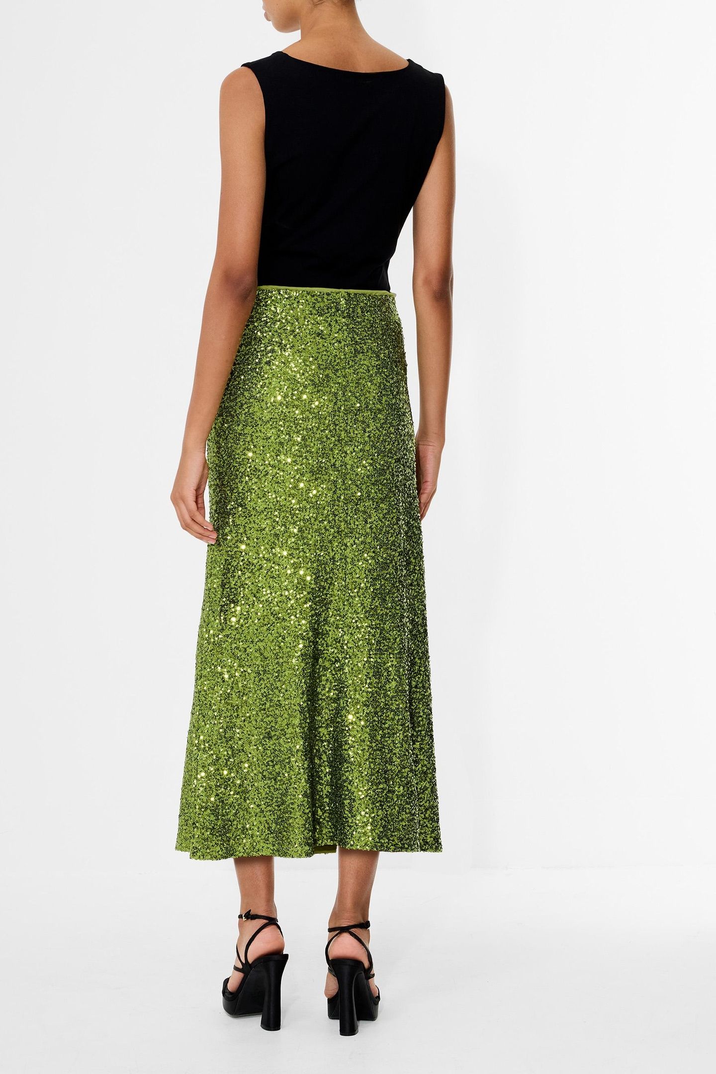 ELENA SEQUIN MIDI SKIRT WINTER OLIVE GREEN 2