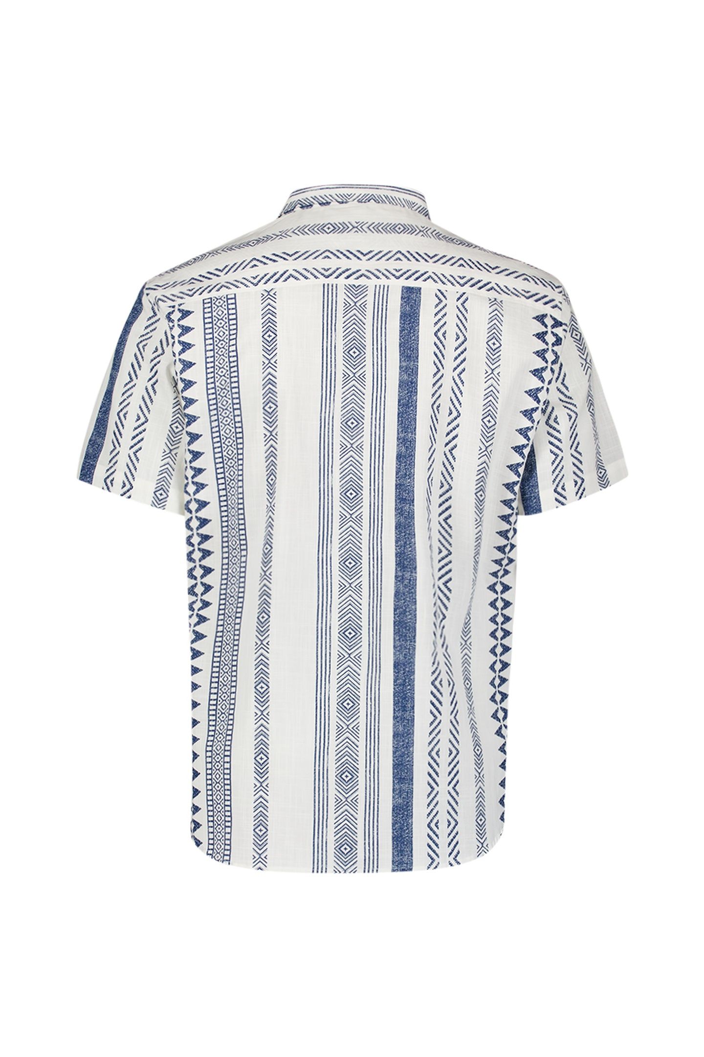 SHIRT SHORT SLEEVE REVERS COLLAR SLUB ALLOVER PRINTED INDIGO 5