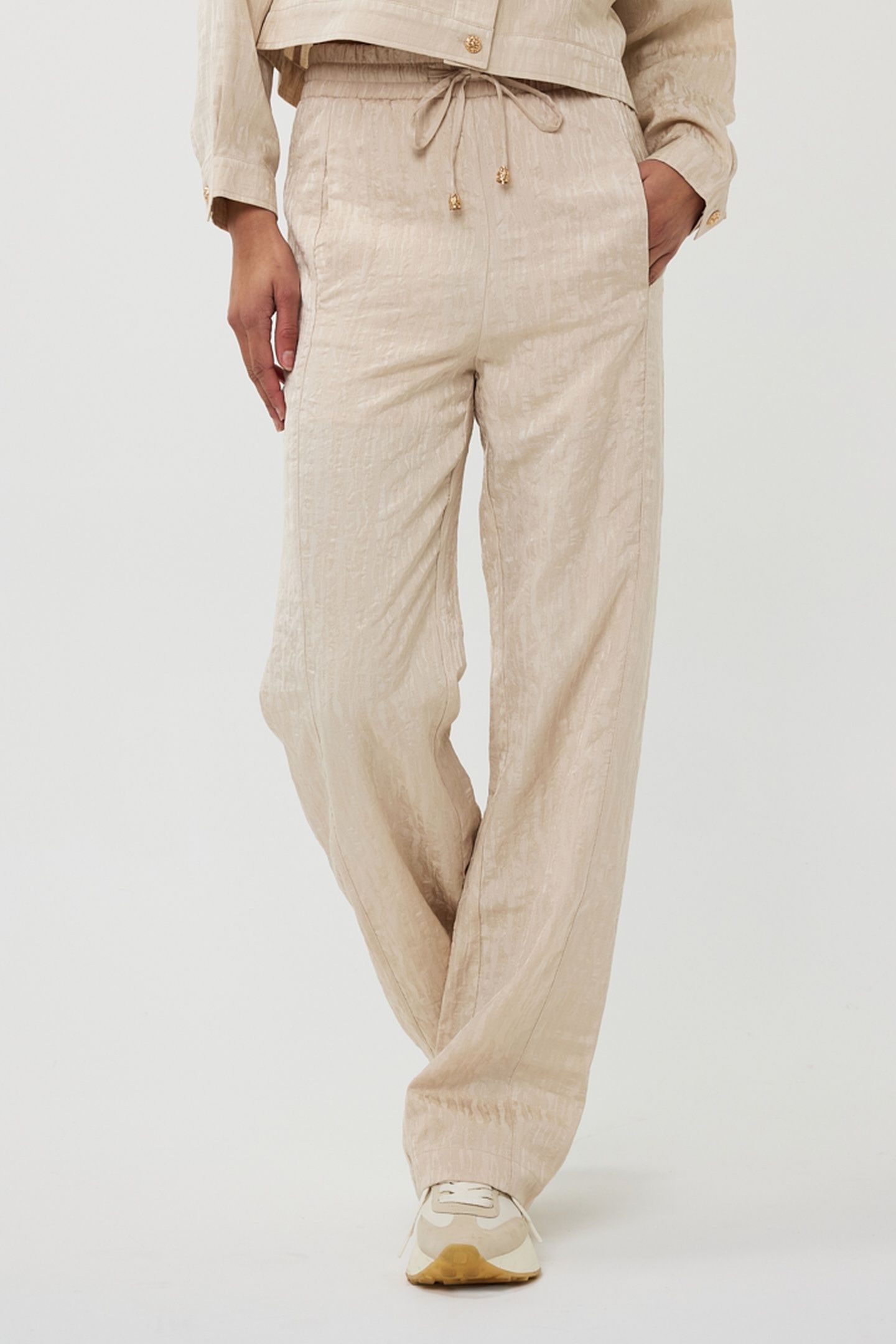 TROUSERS WIDE JACQUARD SAND 2